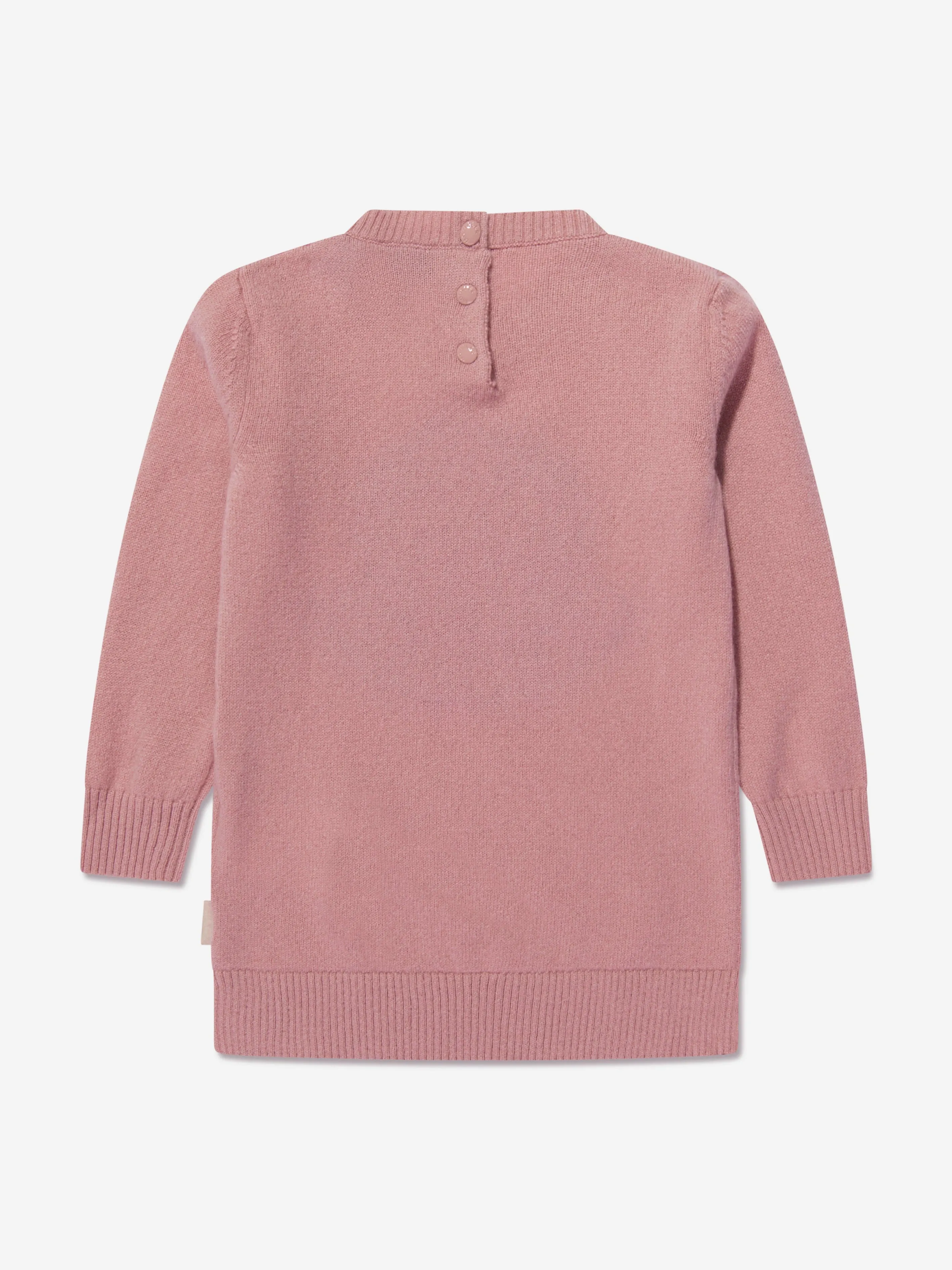 Moncler Enfant Strickkleid mit Logo für Baby-Mädchen in Rosa