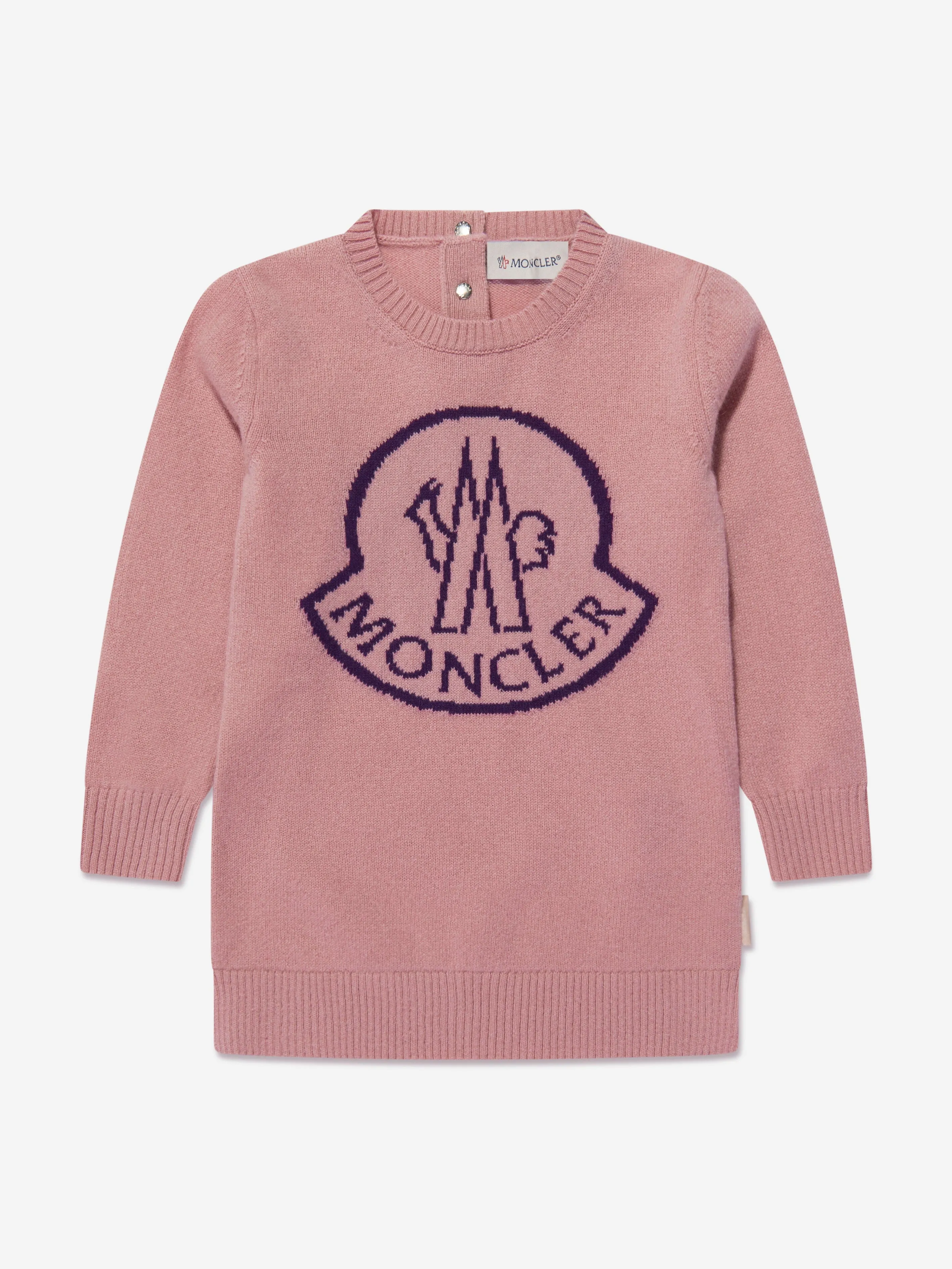 Moncler Enfant Strickkleid mit Logo für Baby-Mädchen in Rosa