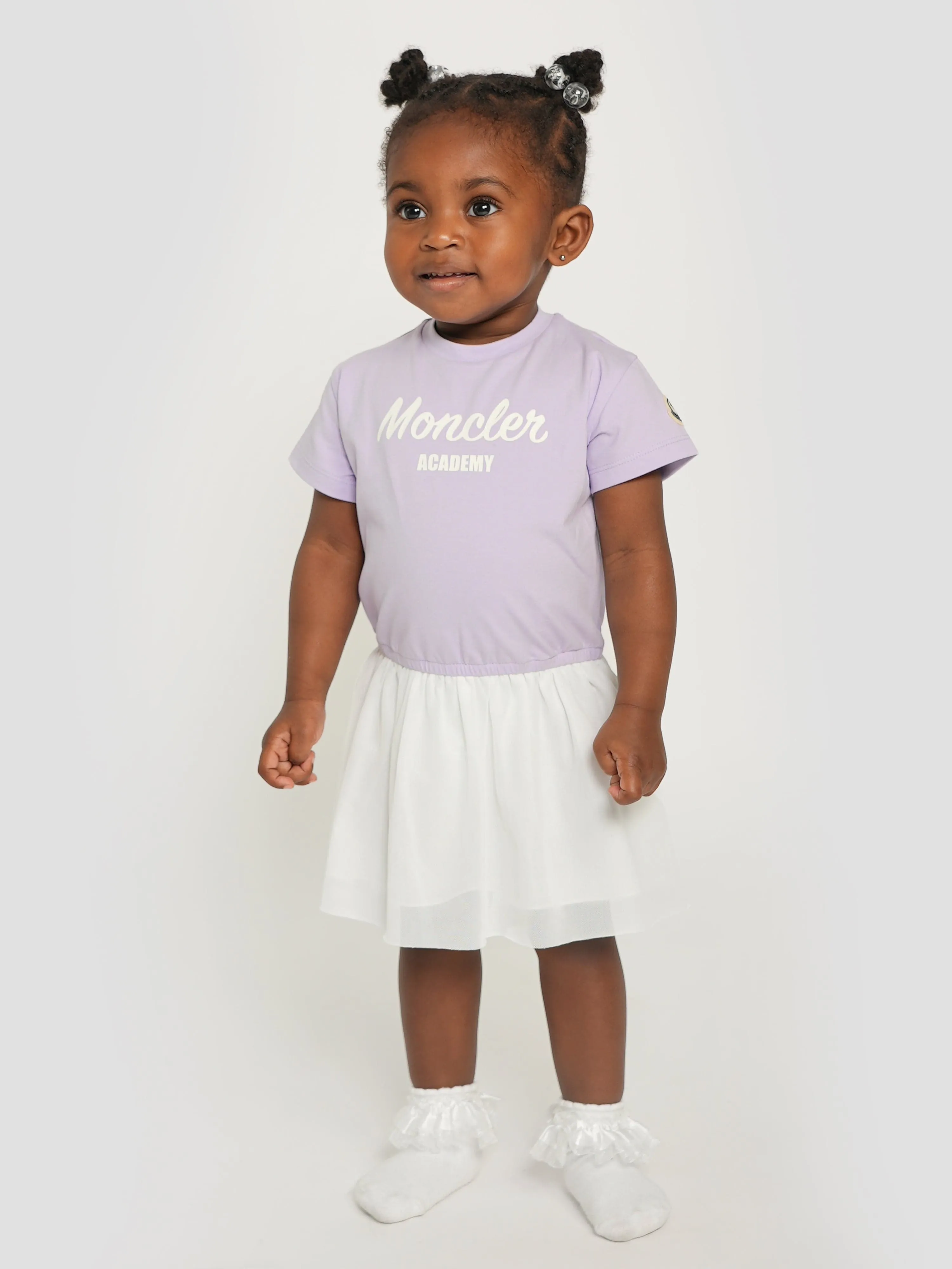Moncler Enfant Baby Mädchen Logo T-Shirt Kleid in Lila