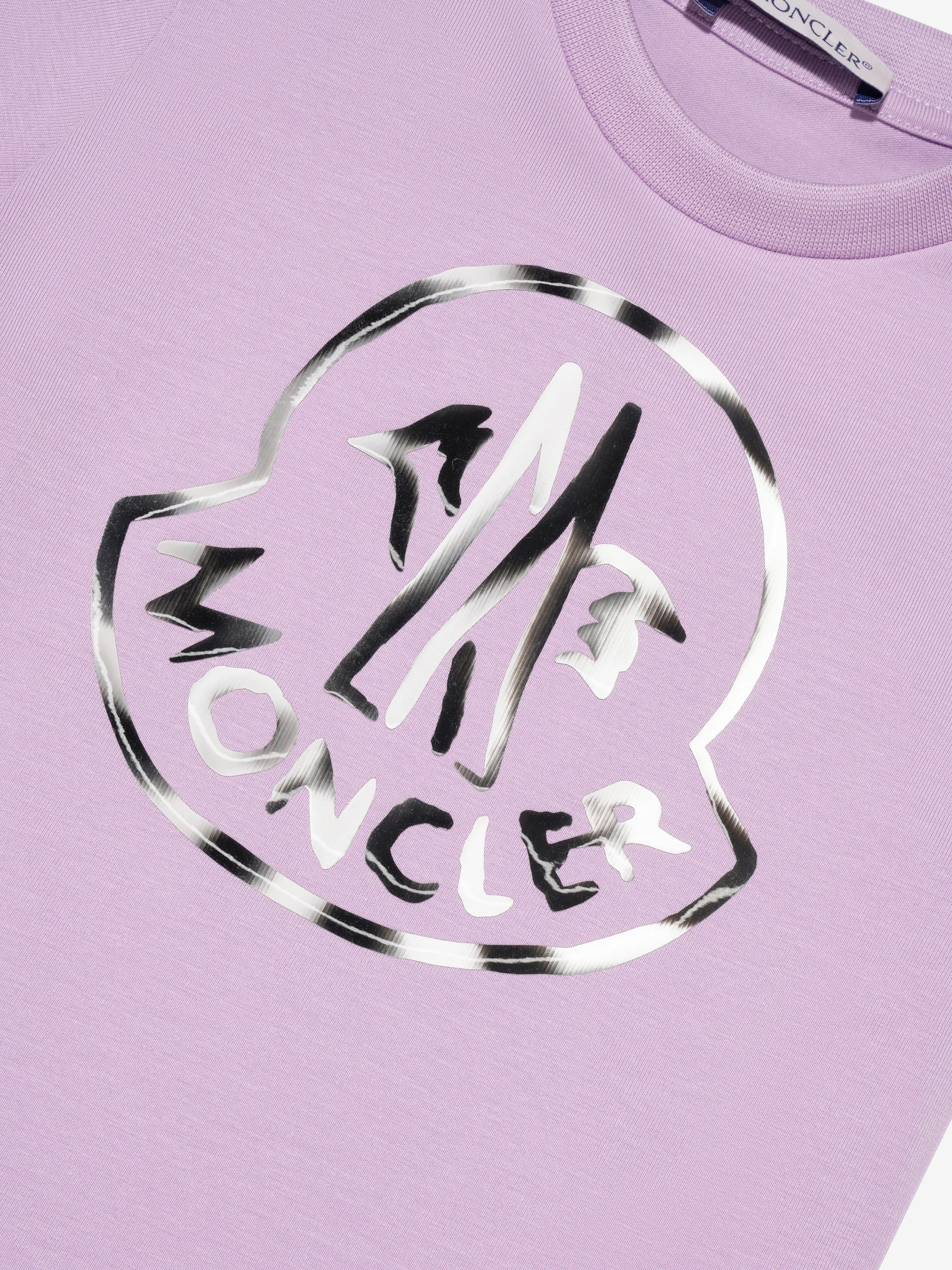 Moncler Enfant Baby Mädchen Logo T-Shirt in Lila