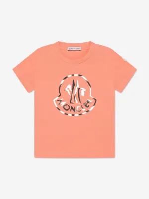 Moncler Enfant Baby Girls Logo T-Shirt in Pfirsich