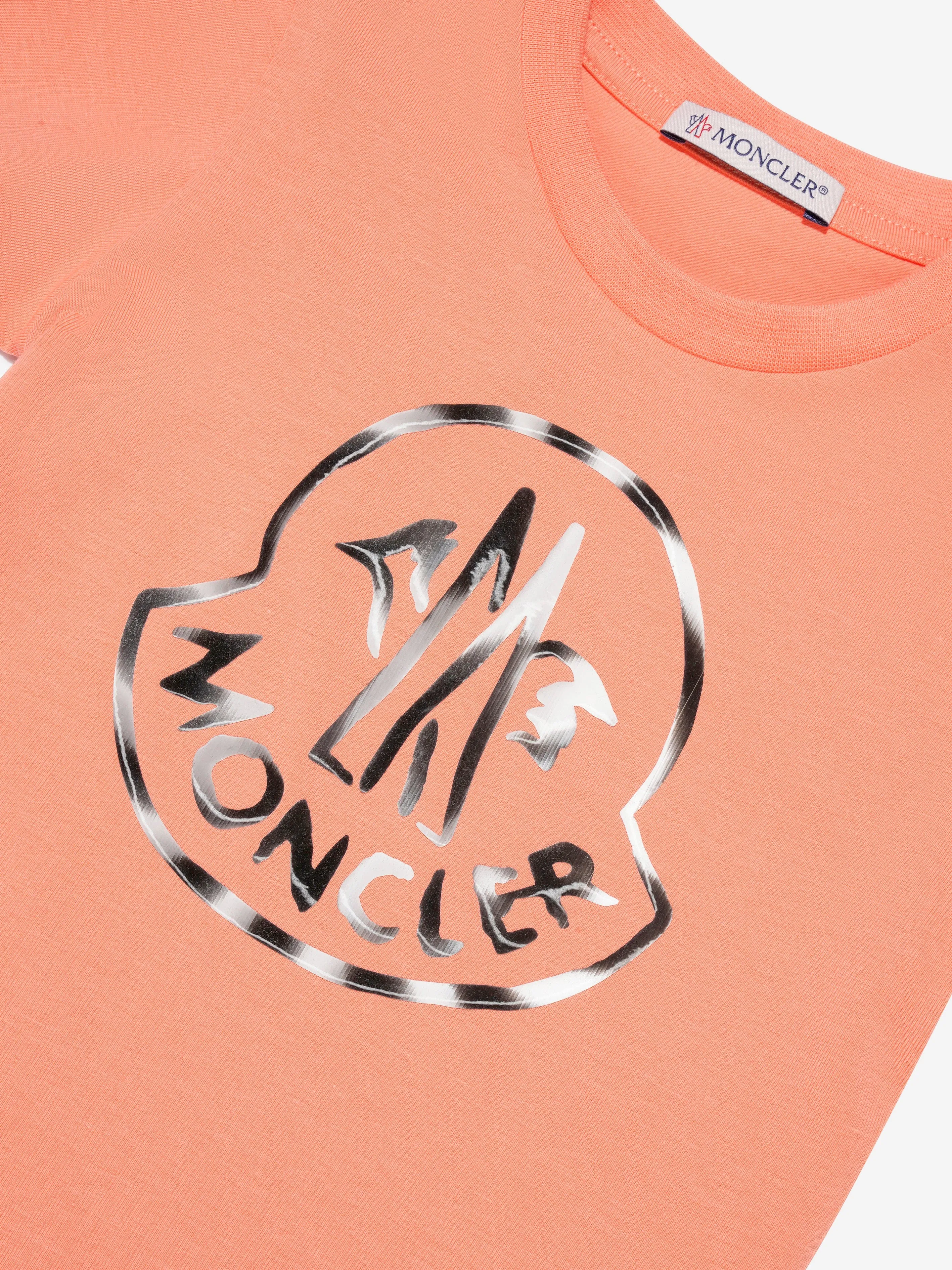 Moncler Enfant Baby Girls Logo T-Shirt in Pfirsich