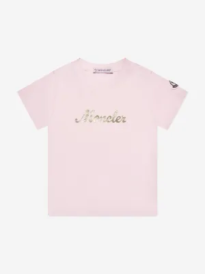 Moncler Enfant Baby Mädchen Logo T-Shirt in Rosa