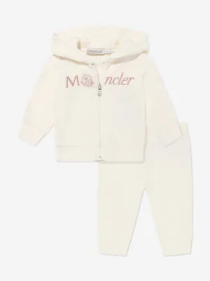 Moncler Enfant Baby Girls Logo-Trainingsanzug in Elfenbein