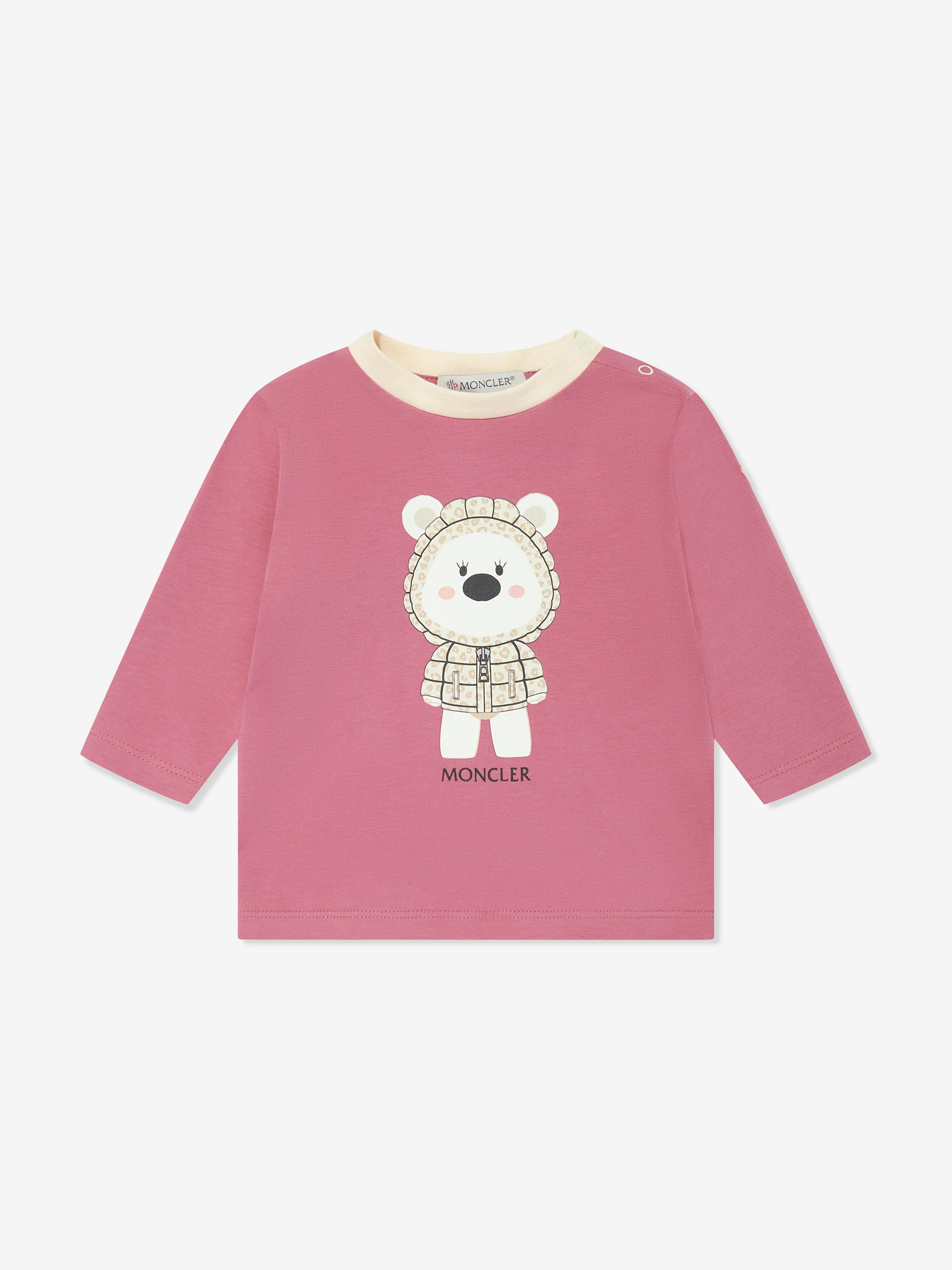 Moncler Enfant Baby Mädchen Langarm Bären T-Shirt in Rosa