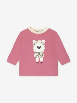 Moncler Enfant Baby Mädchen Langarm Bären T-Shirt in Rosa