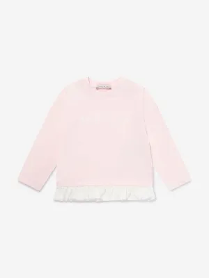 Moncler Enfant Baby Mädchen Langarm Logo T-Shirt in Rosa