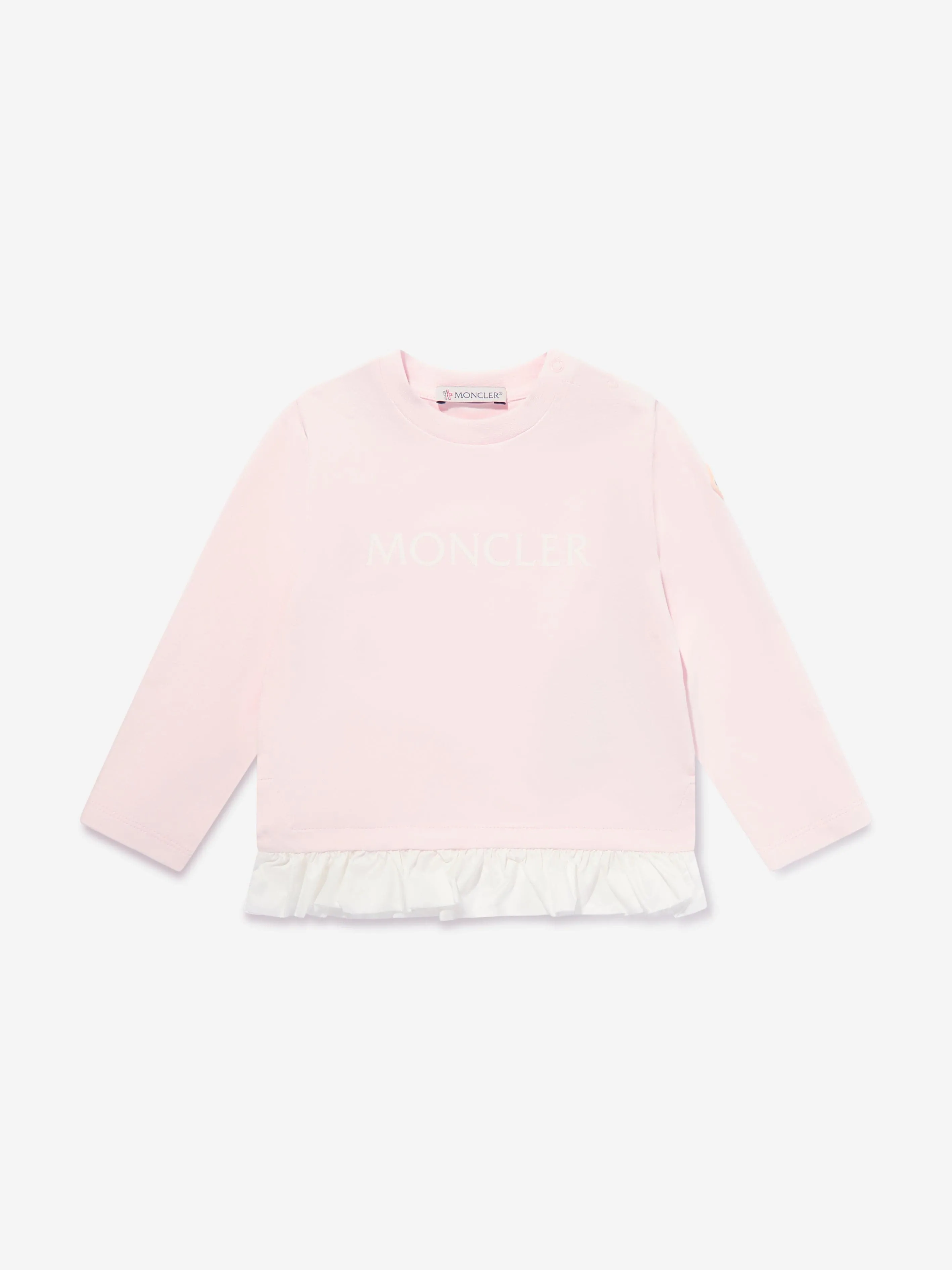 Moncler Enfant Baby Mädchen Langarm Logo T-Shirt in Rosa