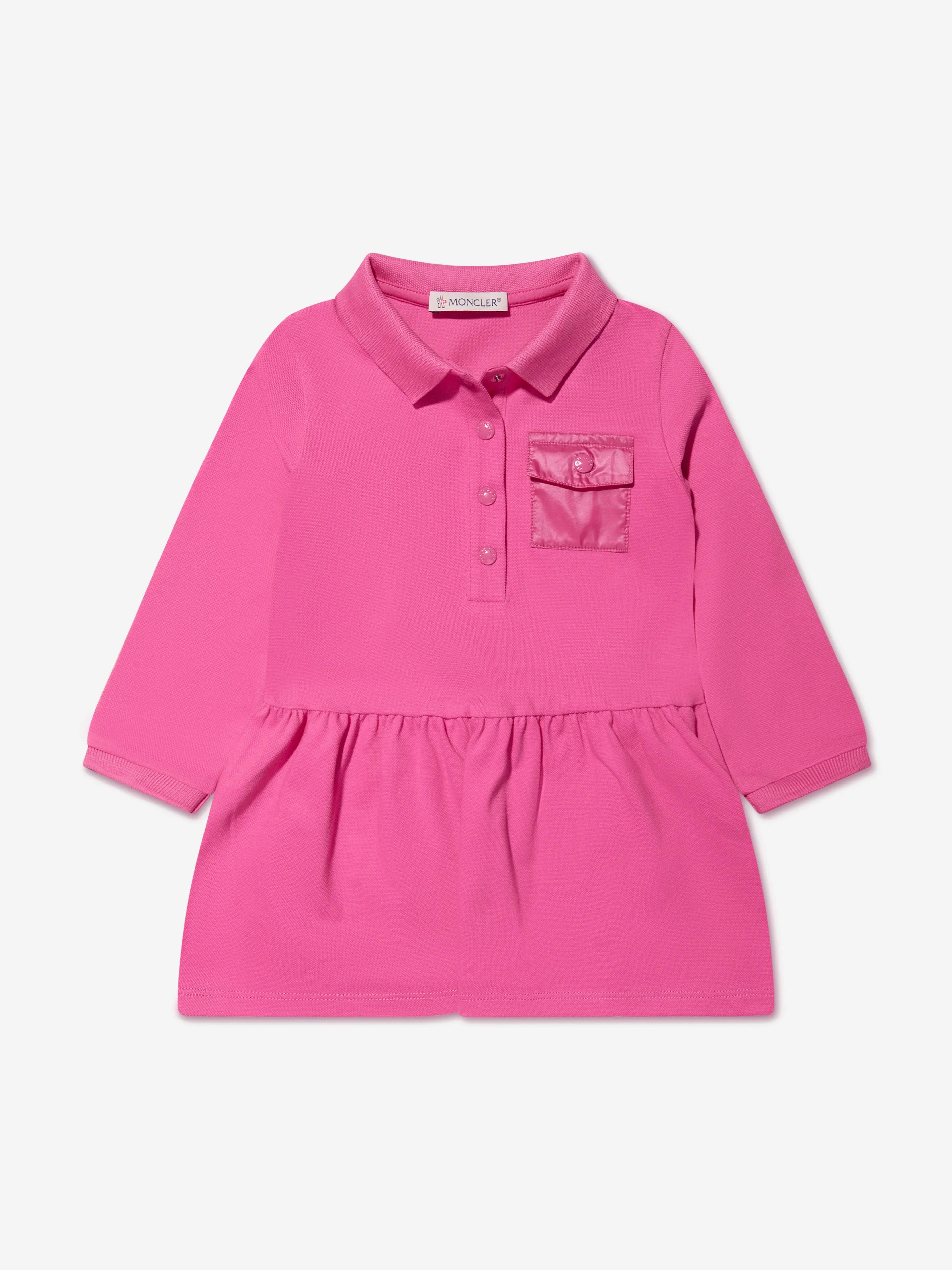 Moncler Enfant Baby Mädchen Langarm-Kleid mit Tasche in Rosa