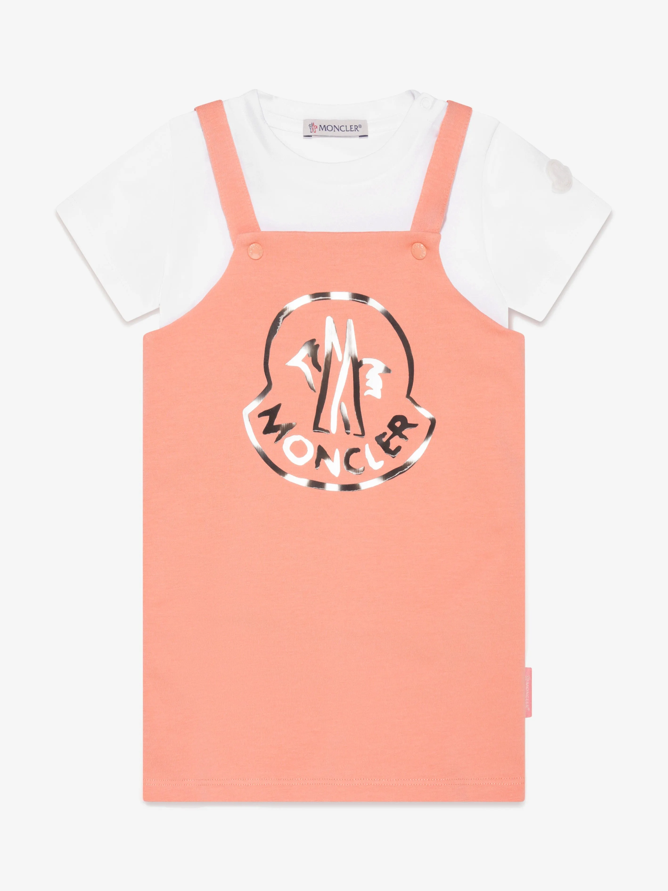 Moncler Enfant T-Shirt und Kleid-Set für Babygirls in Pfirsich