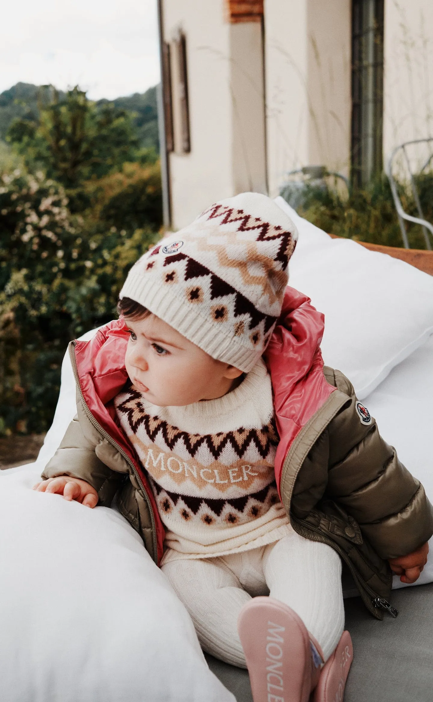 Moncler Enfant Baby Girls Wollgestricktes Kleid in Elfenbein
