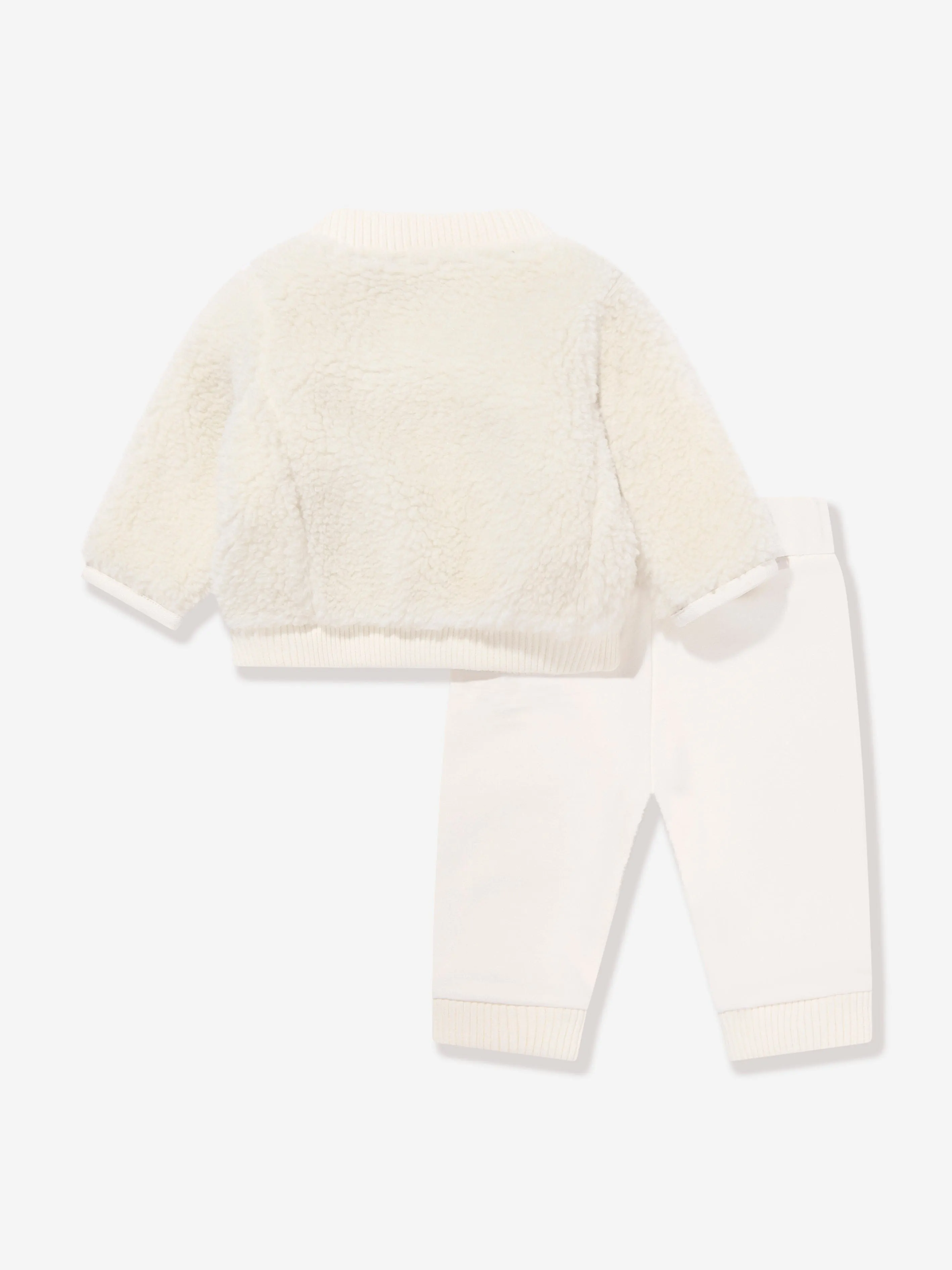 Moncler Enfant Baby Teddy Fleece Trainingsanzug in Elfenbein