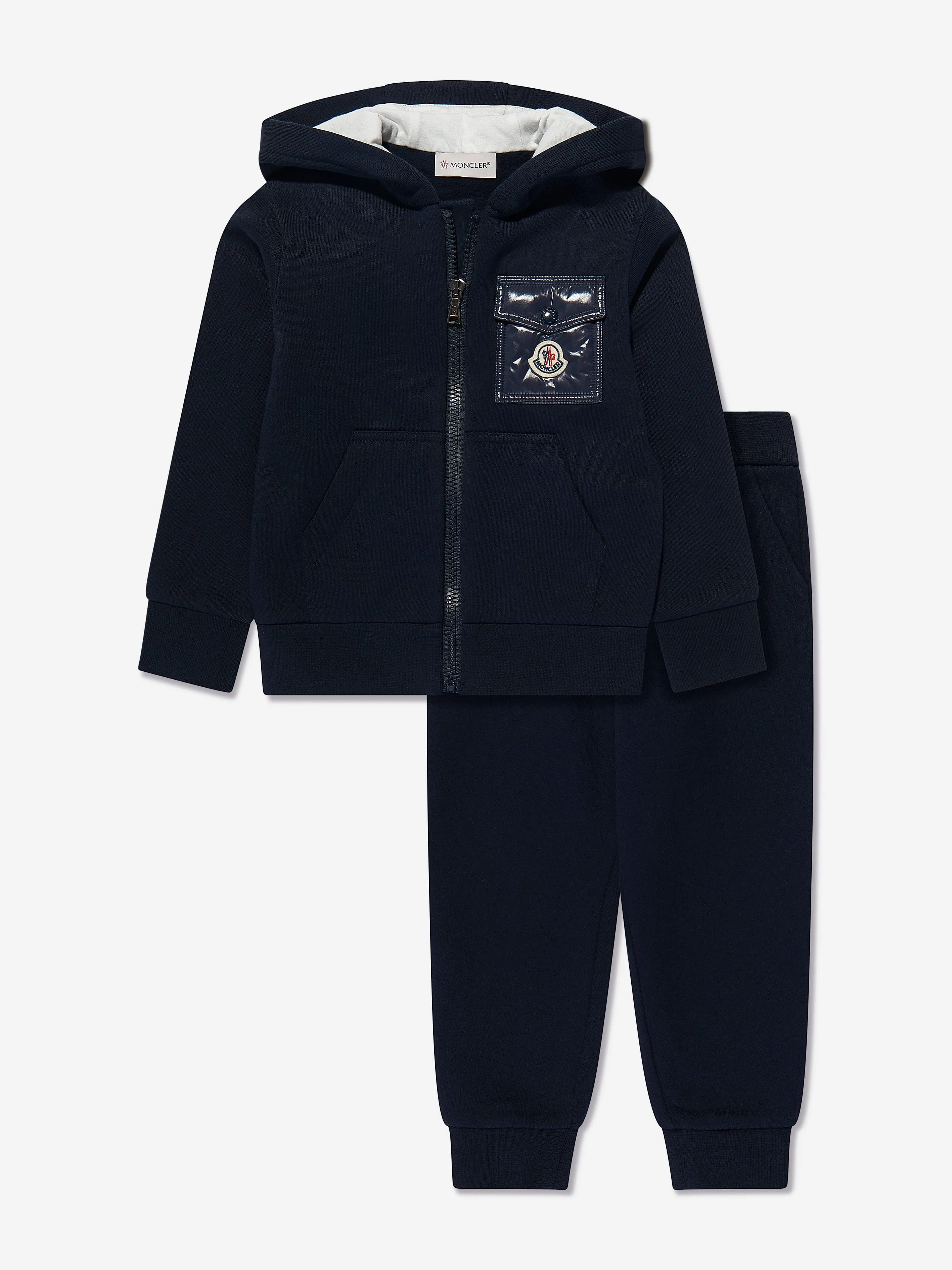 Moncler Enfant Jungen Logo Pocket Tracksuit in Marineblau