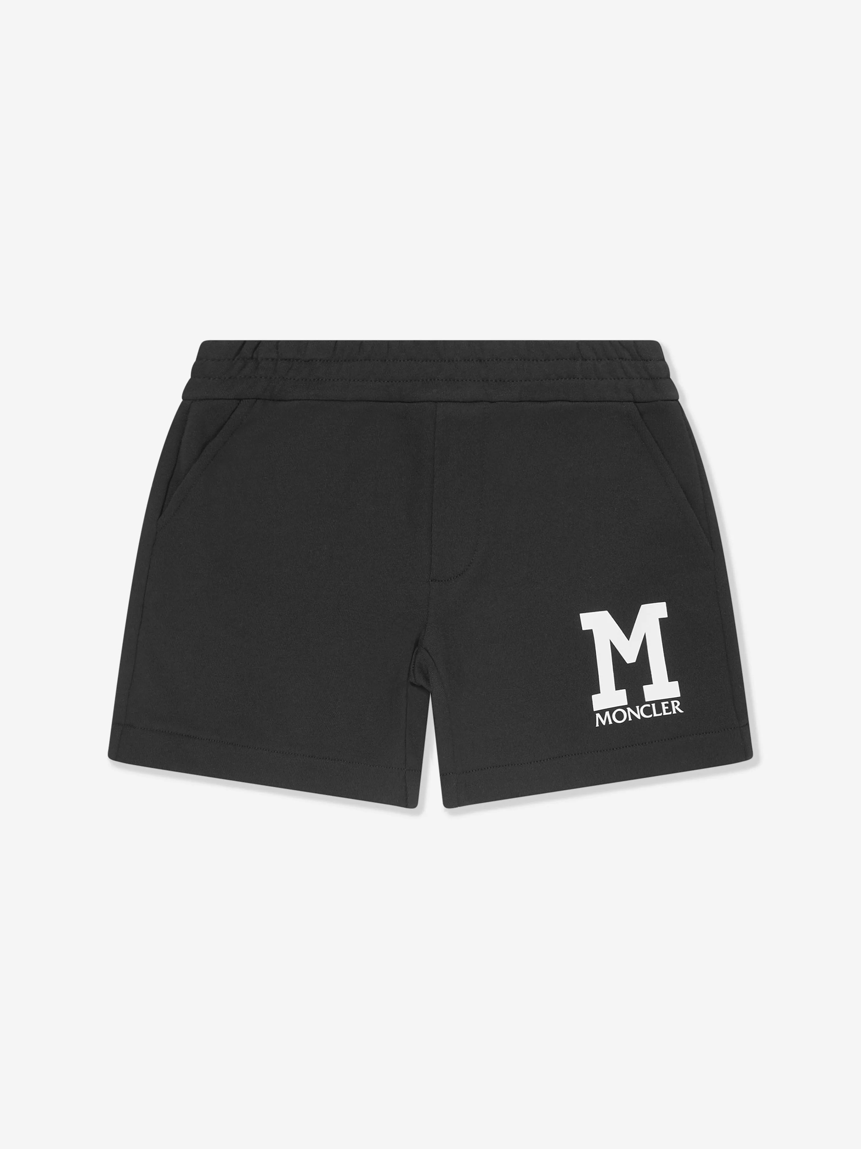 Moncler Enfant Jungen Logo Kurz-Tracksuit in Schwarz