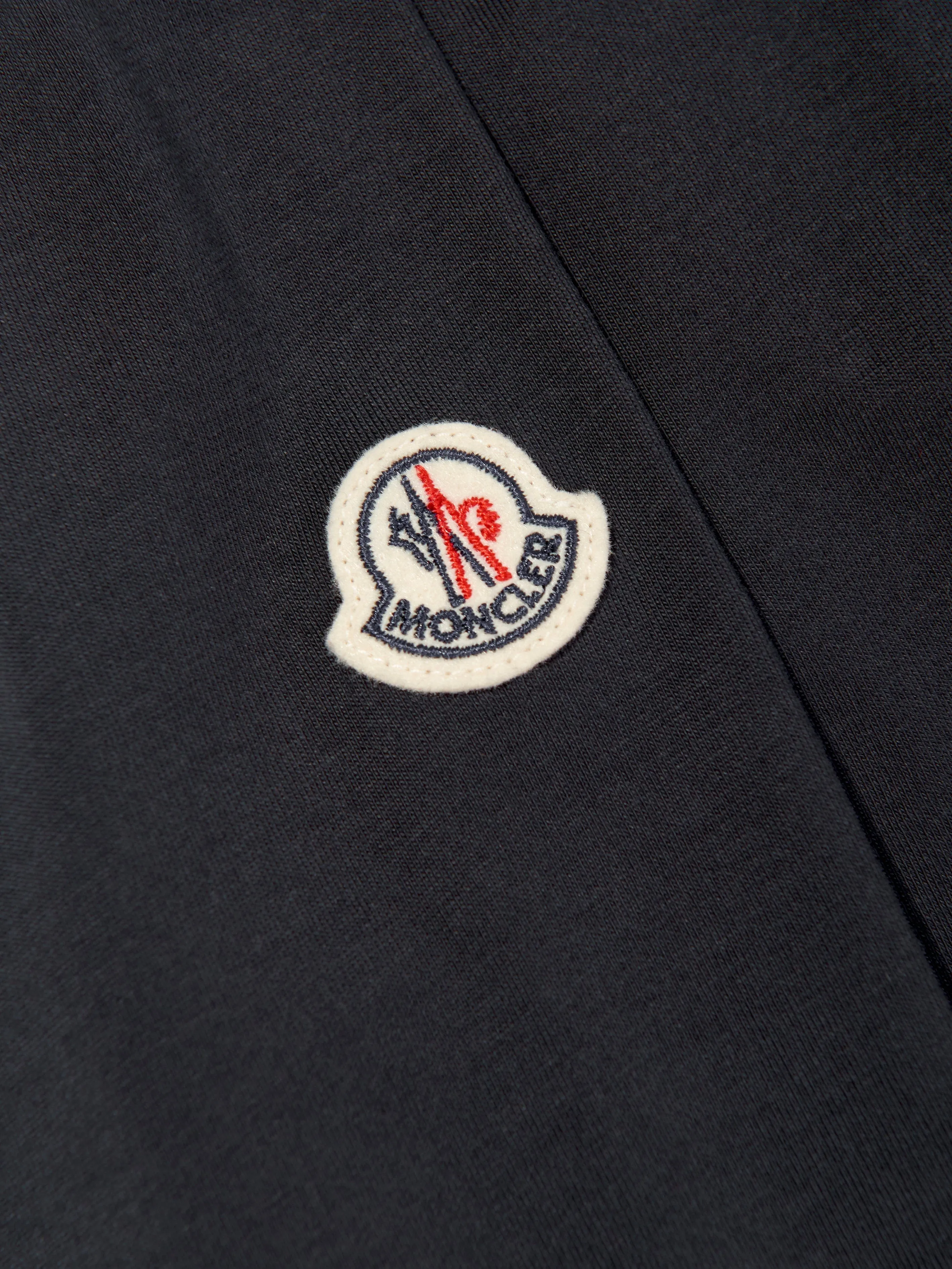 Moncler Enfant Jungen Langarm Logo T-Shirt in Marineblau