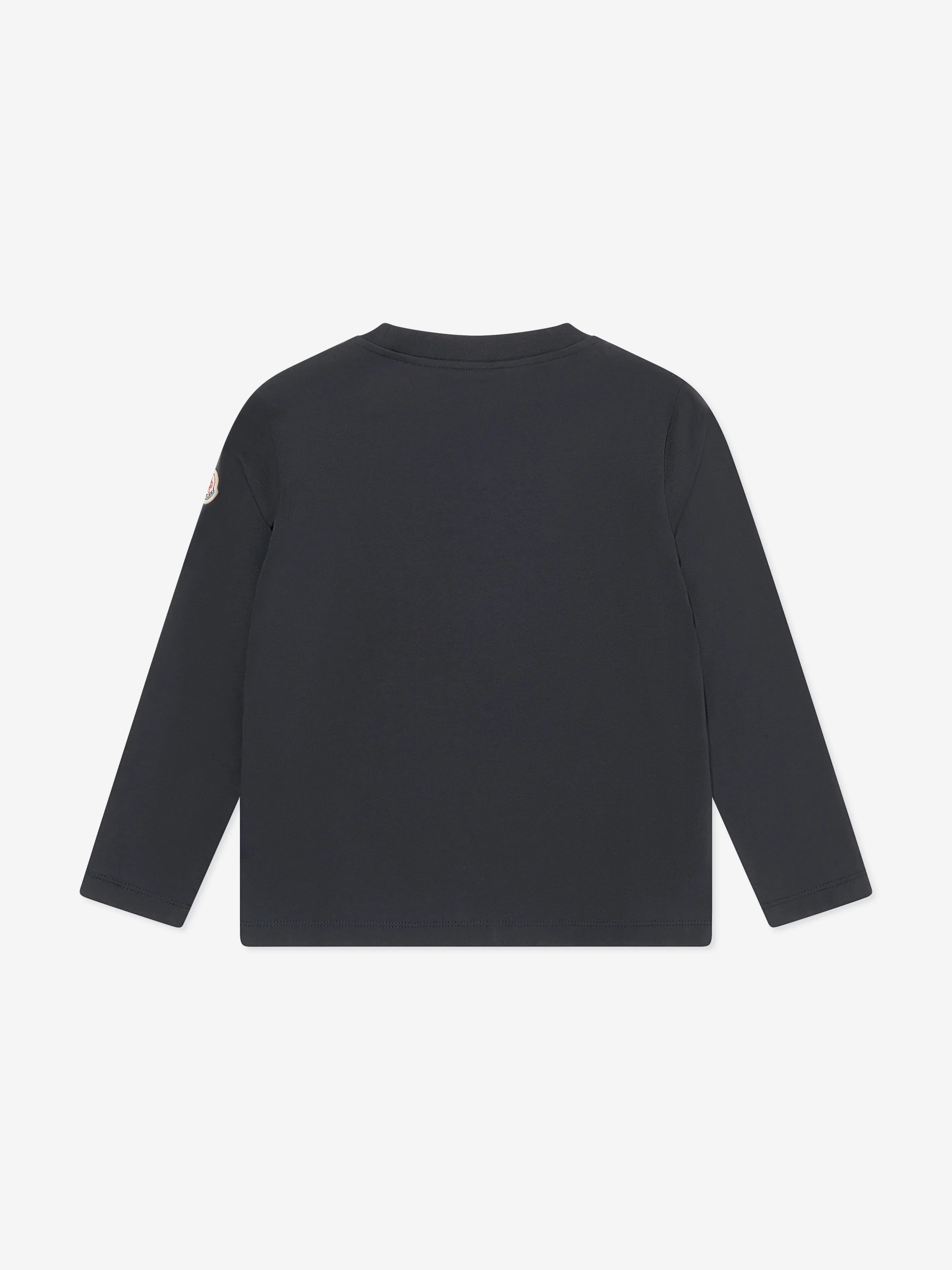 Moncler Enfant Jungen Langarm Logo T-Shirt in Marineblau