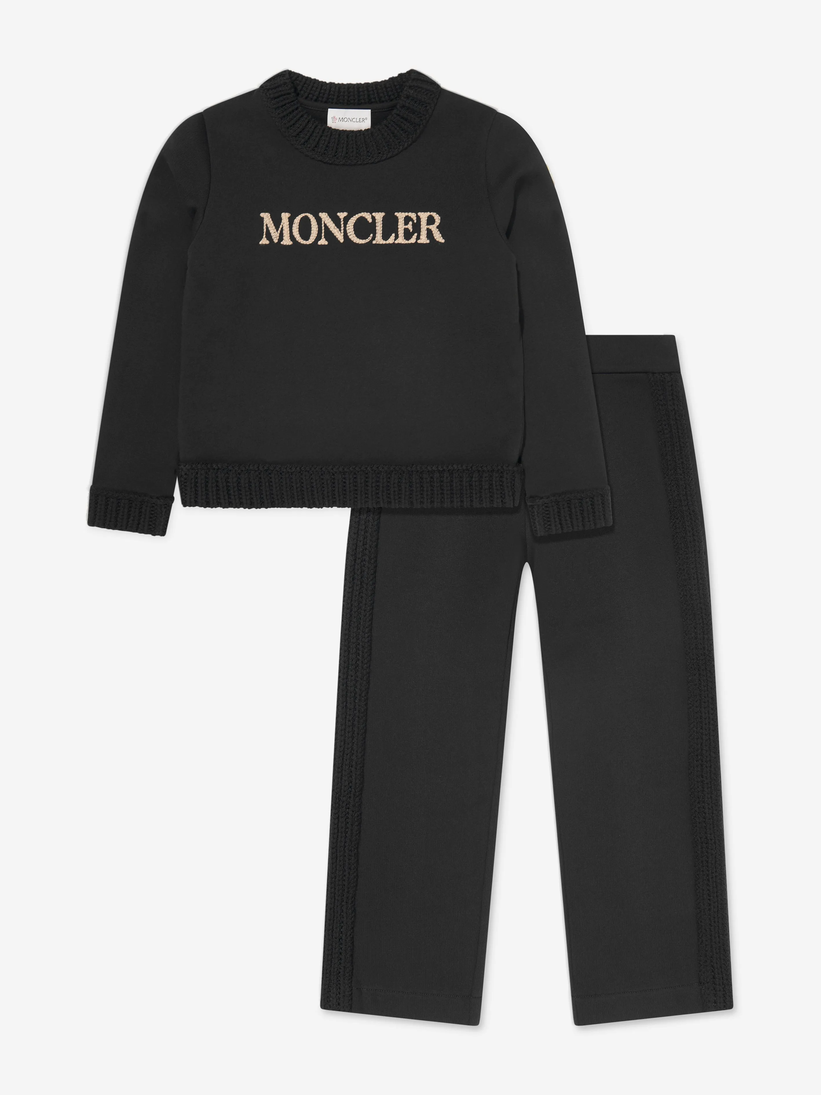 Moncler Enfant Mädchen Logo Tracksuit in Schwarz