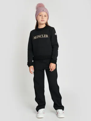 Moncler Enfant Mädchen Logo Tracksuit in Schwarz