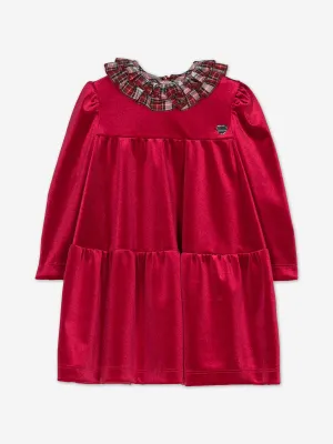 Monnalisa Baby Mädchenkleid mit Karokragen in Rot