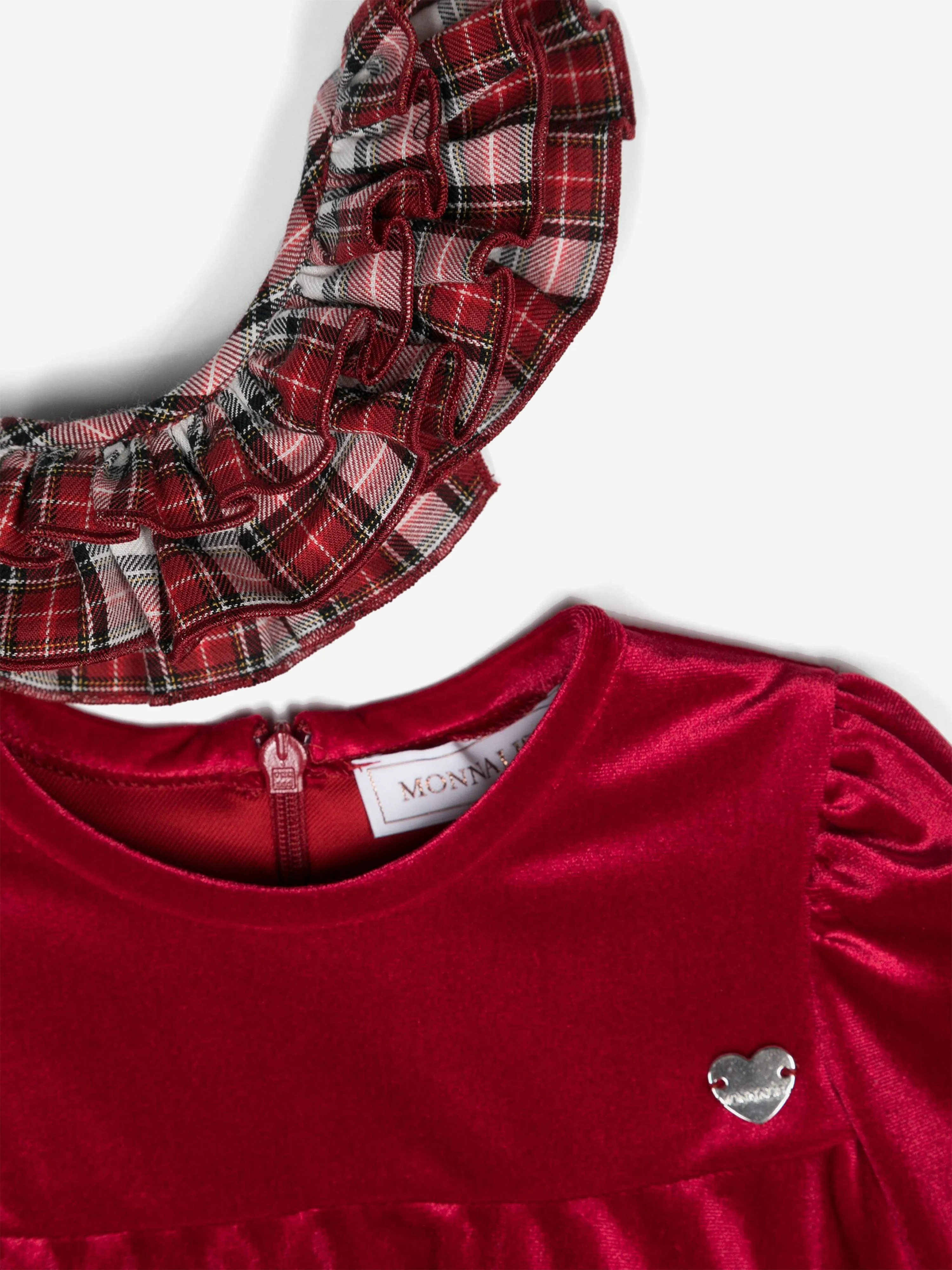 Monnalisa Baby Mädchenkleid mit Karokragen in Rot