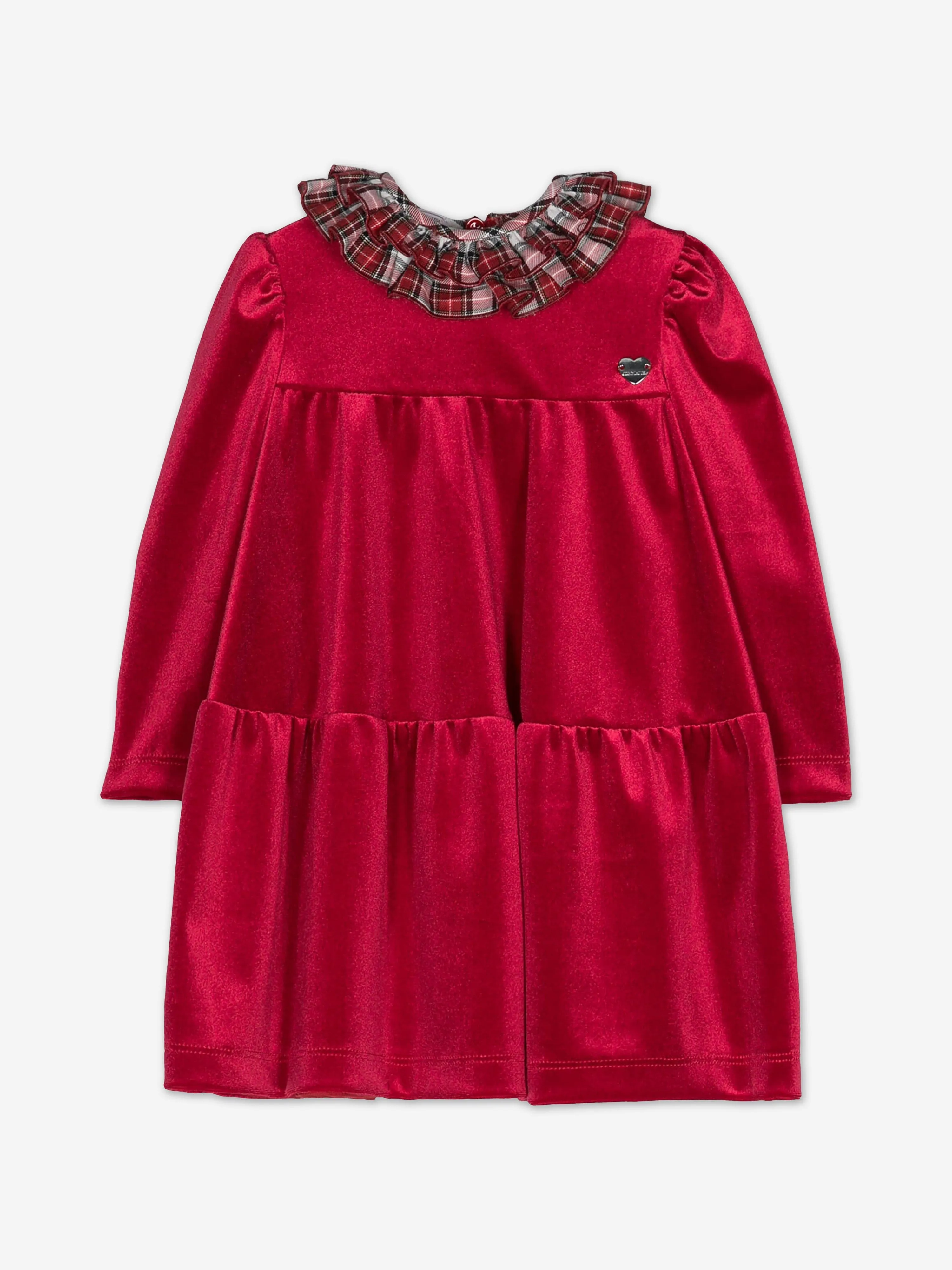 Monnalisa Baby Mädchenkleid mit Karokragen in Rot