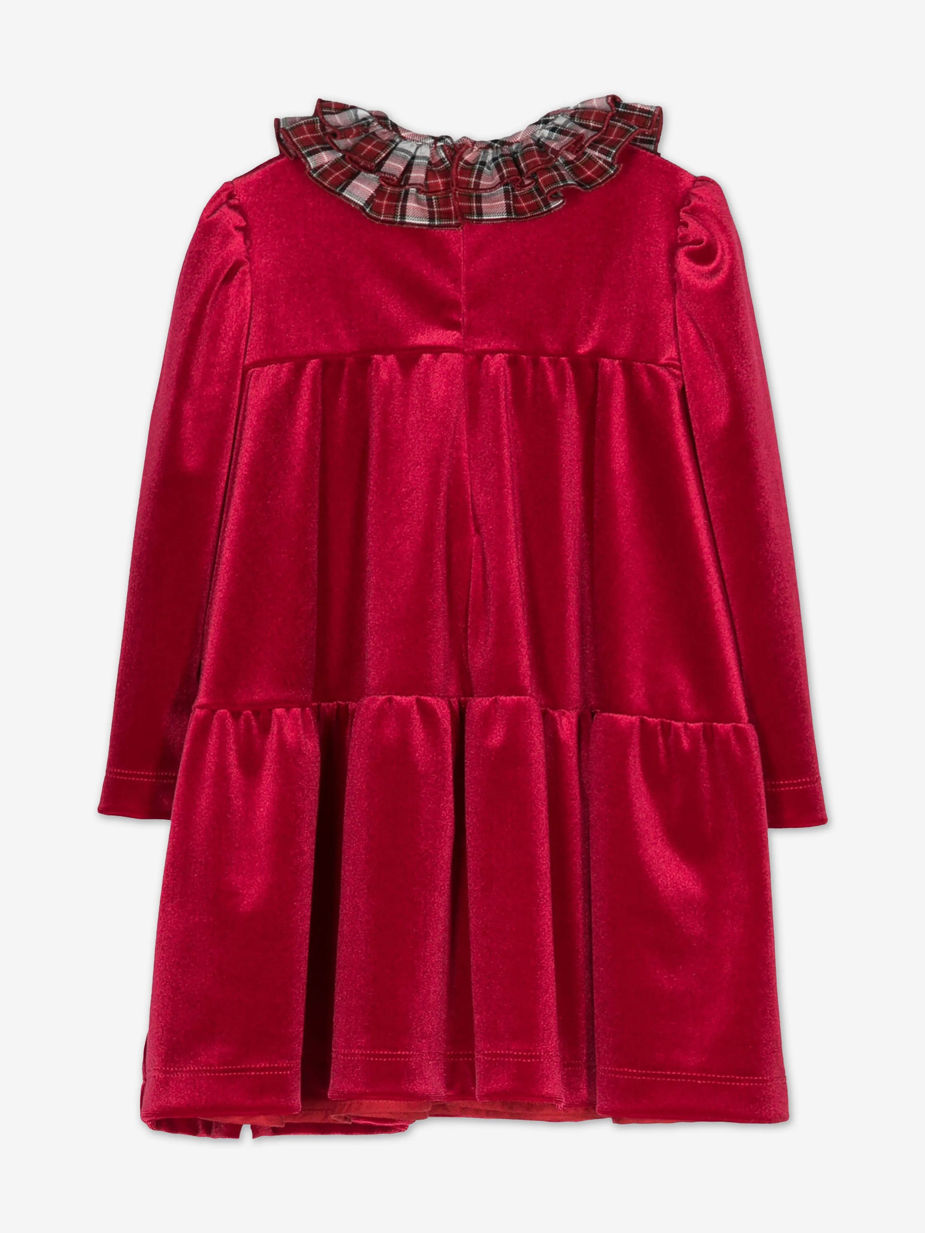 Monnalisa Baby Mädchenkleid mit Karokragen in Rot
