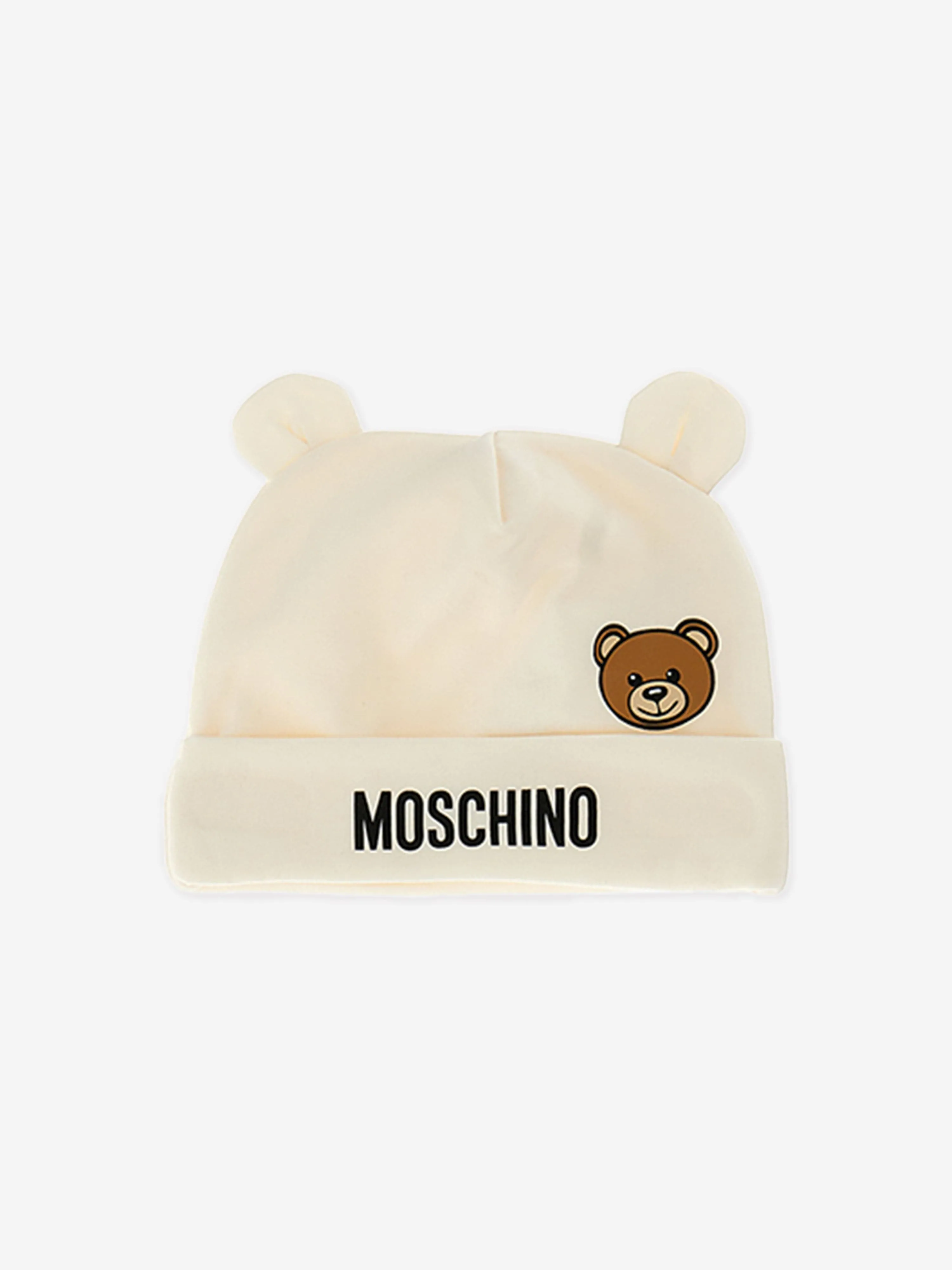 Moschino Baby Bär Logo Babygrow Geschenkset in Elfenbein