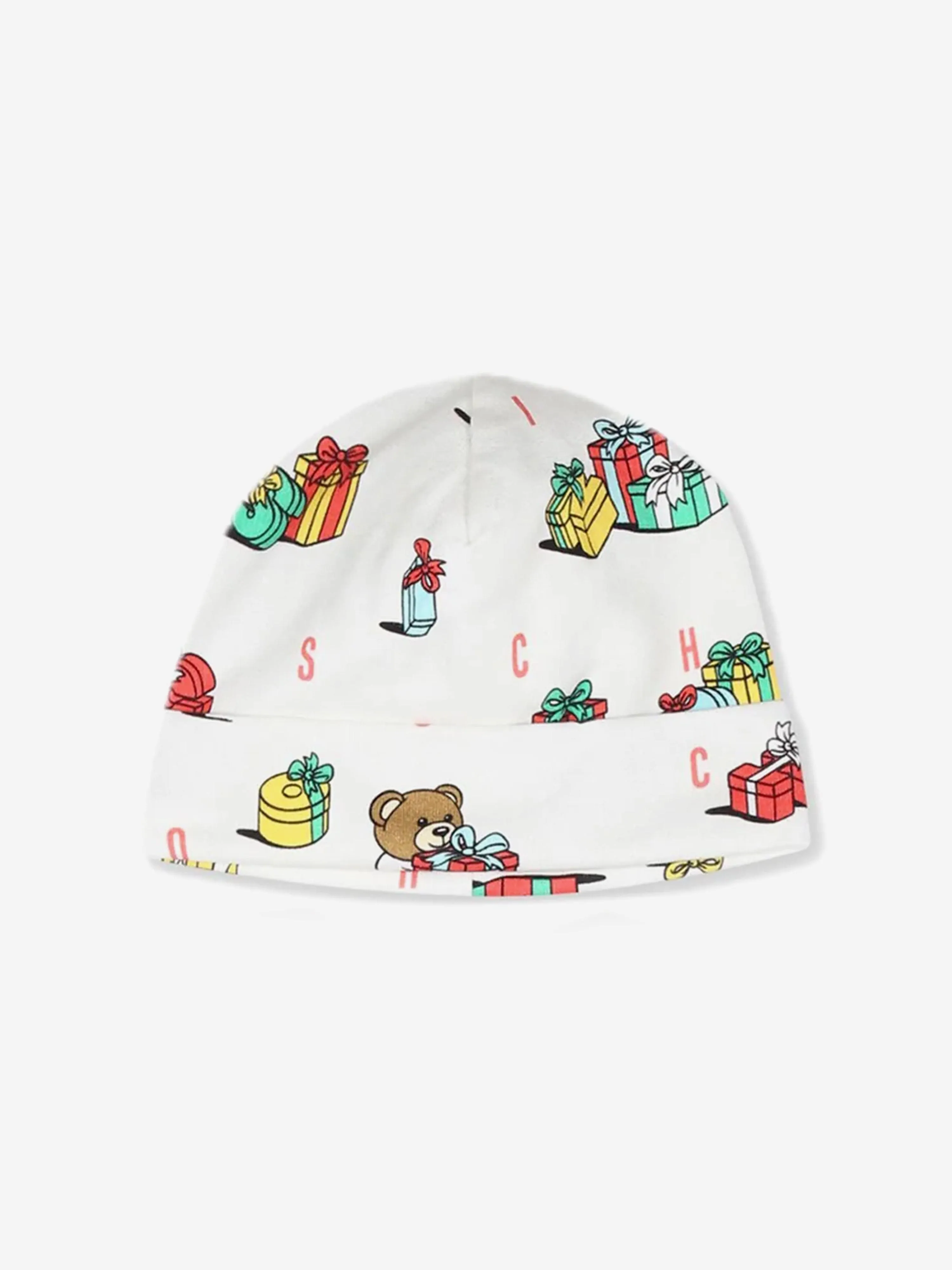 Moschino Baby Xmas Bär Babygrow und Hut Geschenkset in Elfenbein
