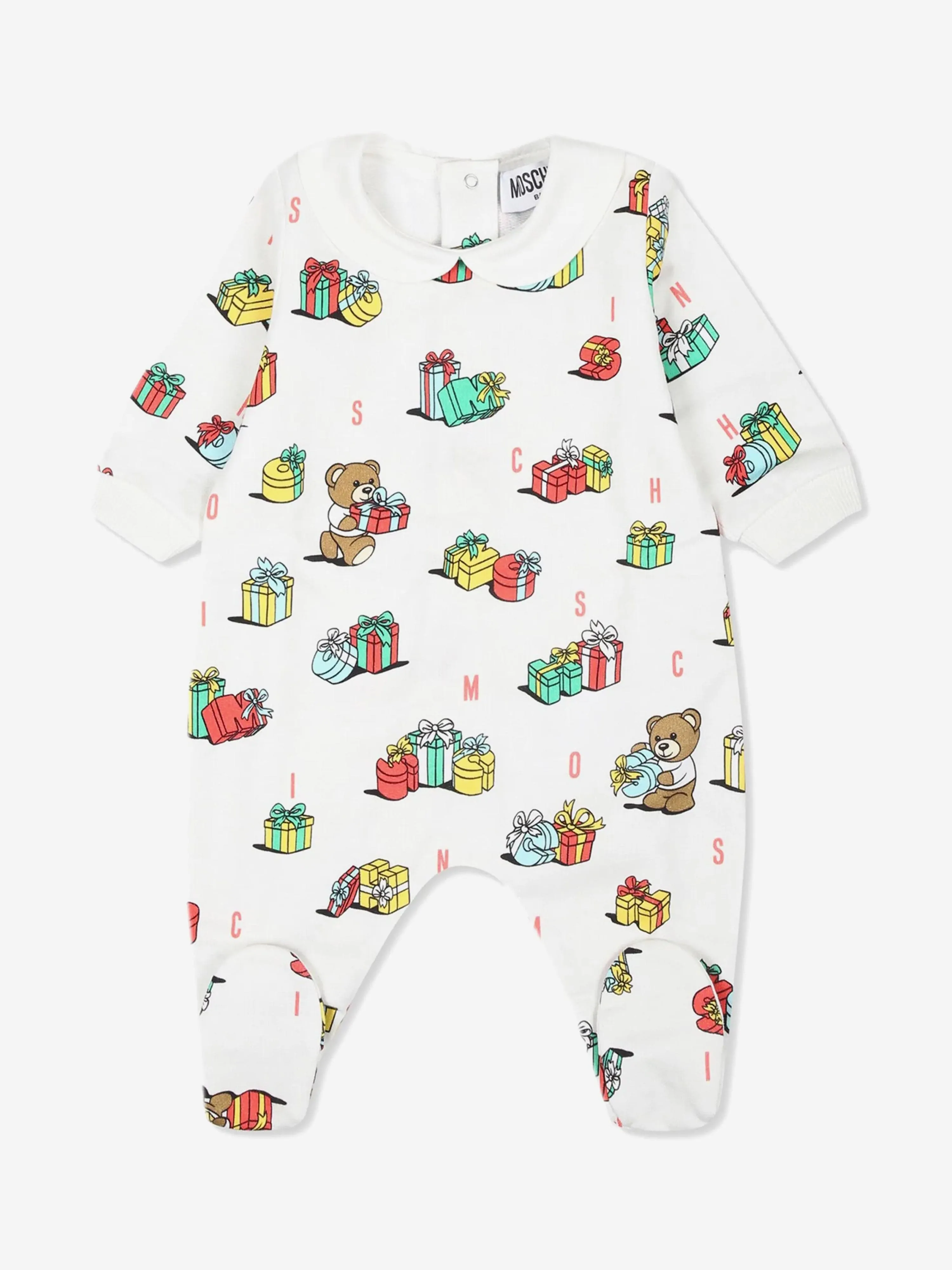 Moschino Baby Xmas Bär Babygrow und Hut Geschenkset in Elfenbein