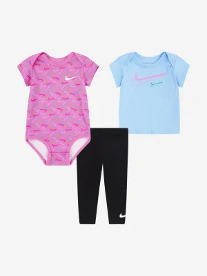 Nike Baby Mädchen Swoosh Logo 3-teiliges Set in Schwarz