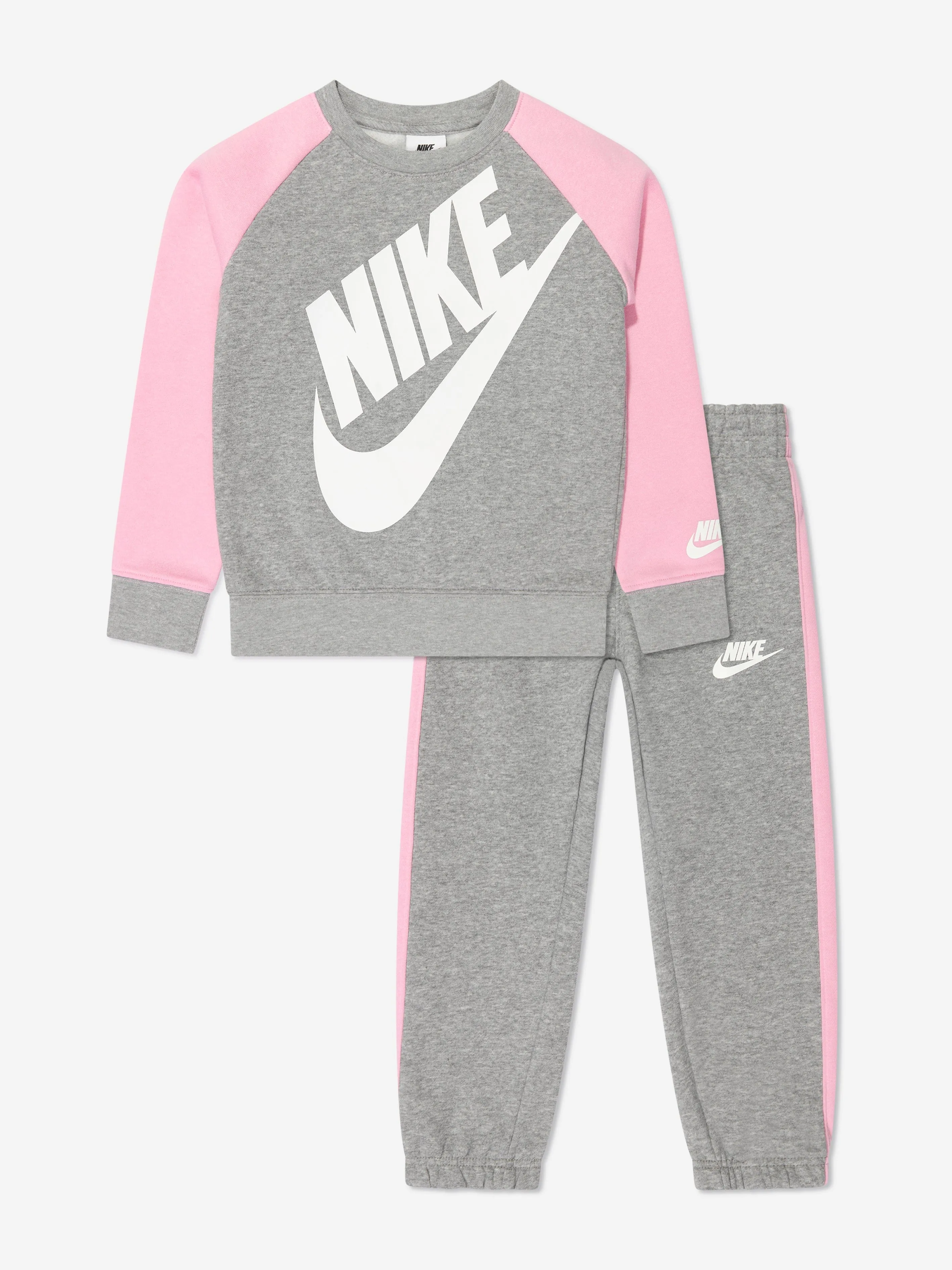 Nike Girls Oversized Futura Crew Tracksuit in Grau