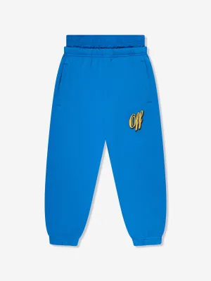 Off-White Boys Baseball Logo Joggerhose in Blau