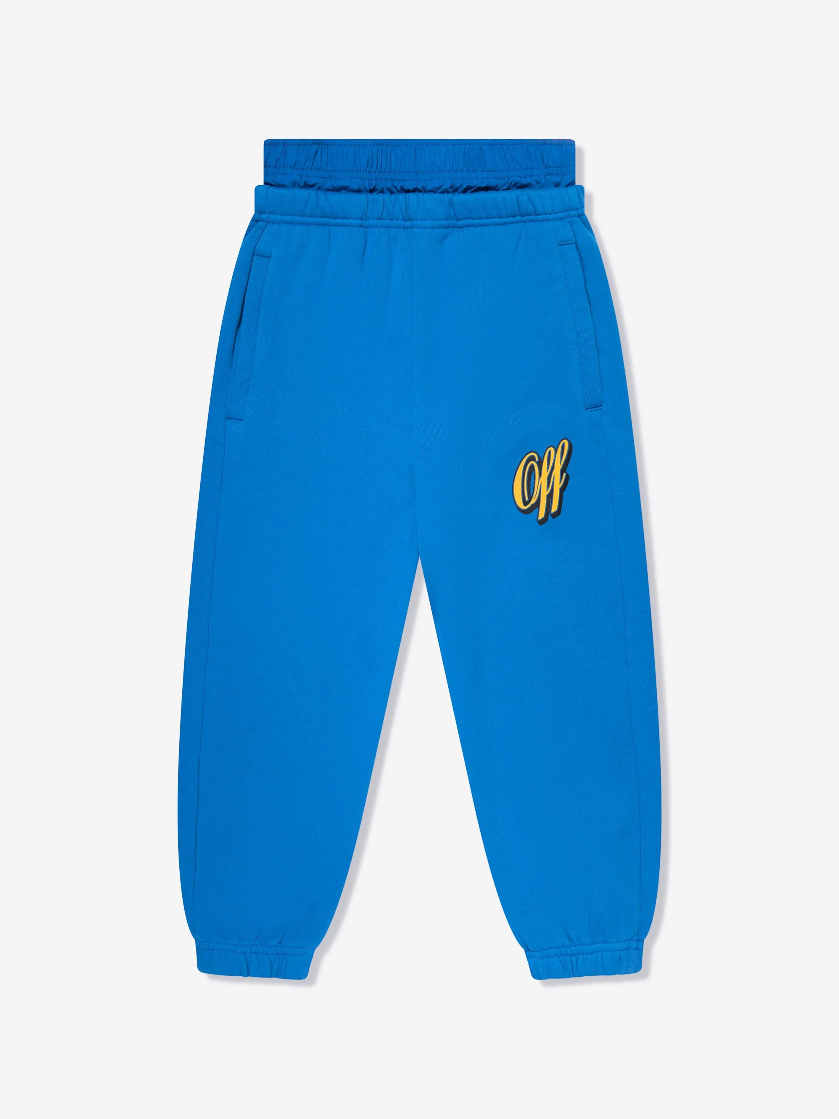 Off-White Boys Baseball Logo Joggerhose in Blau