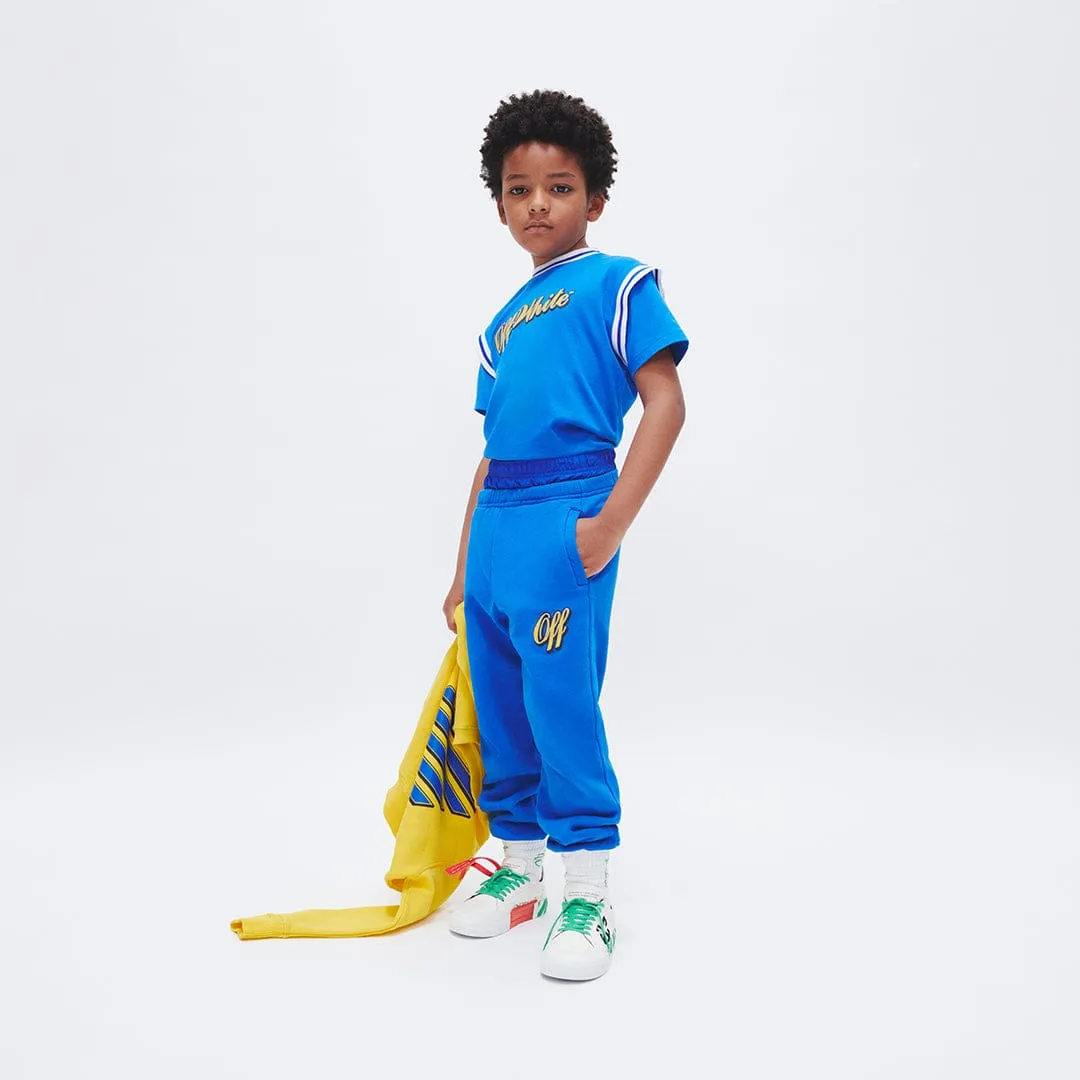 Off-White Boys Baseball Logo Joggerhose in Blau
