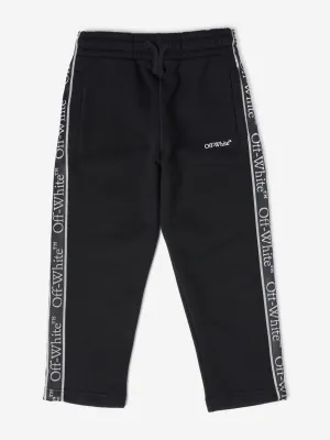Off-White Boys Bookish Logo Band Jogginghose in Schwarz