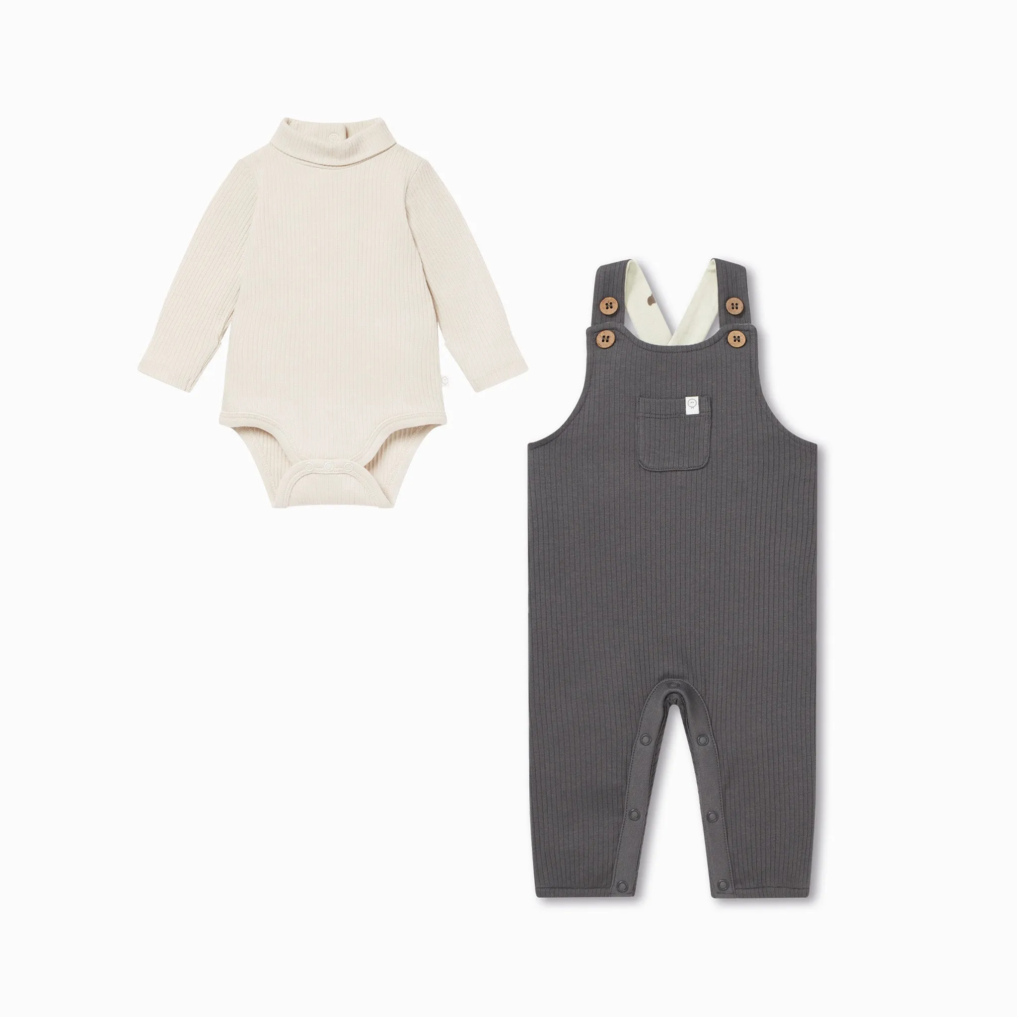 Panda Rippen-Latzhose & Body-Outfit
