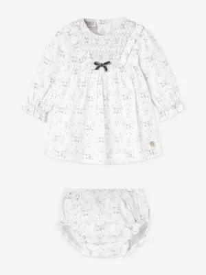 Paz Rodriguez Baby Mädchen Baumwollkleid mit Slip in Weiß