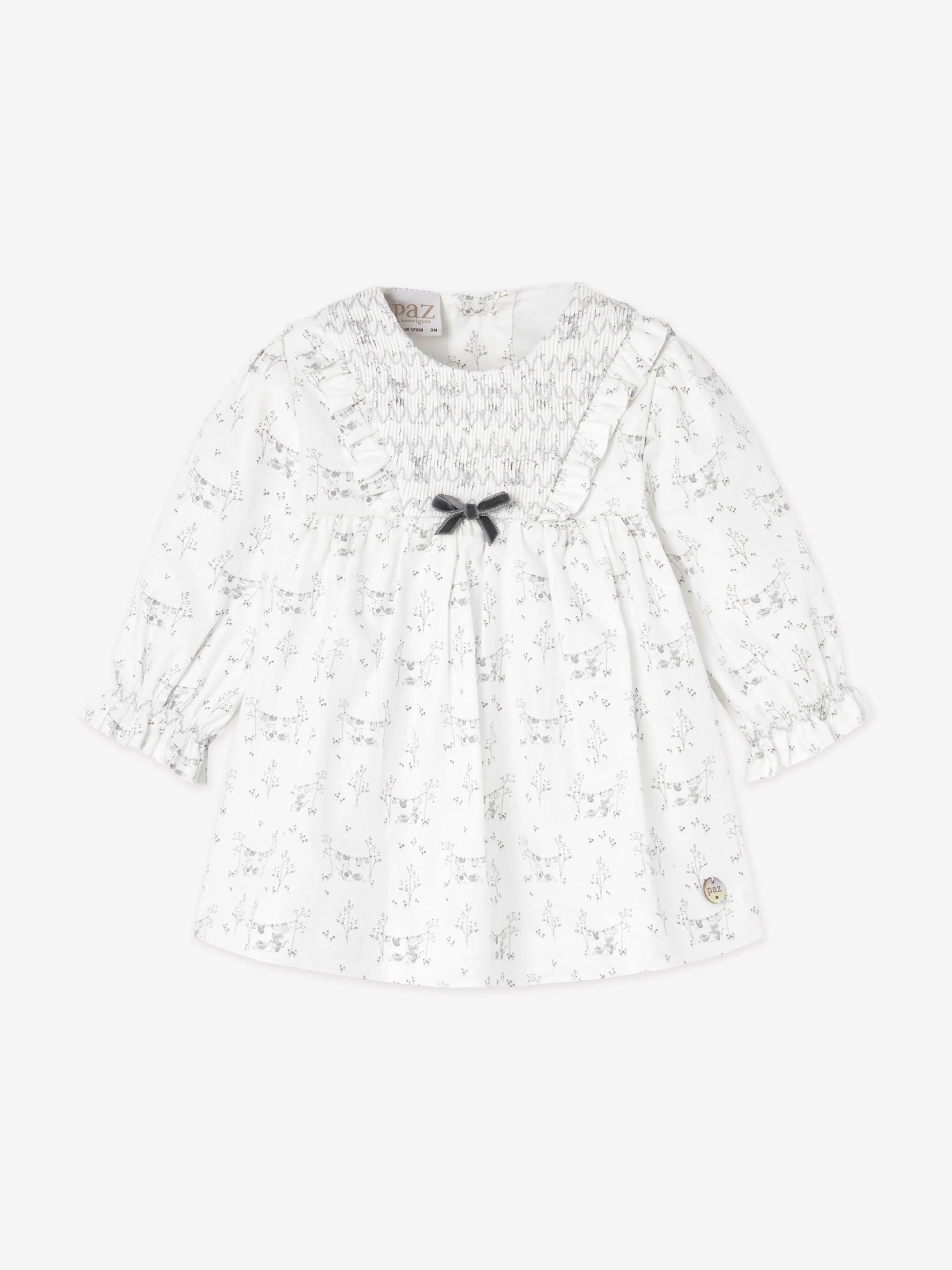 Paz Rodriguez Baby Mädchen Baumwollkleid mit Slip in Weiß