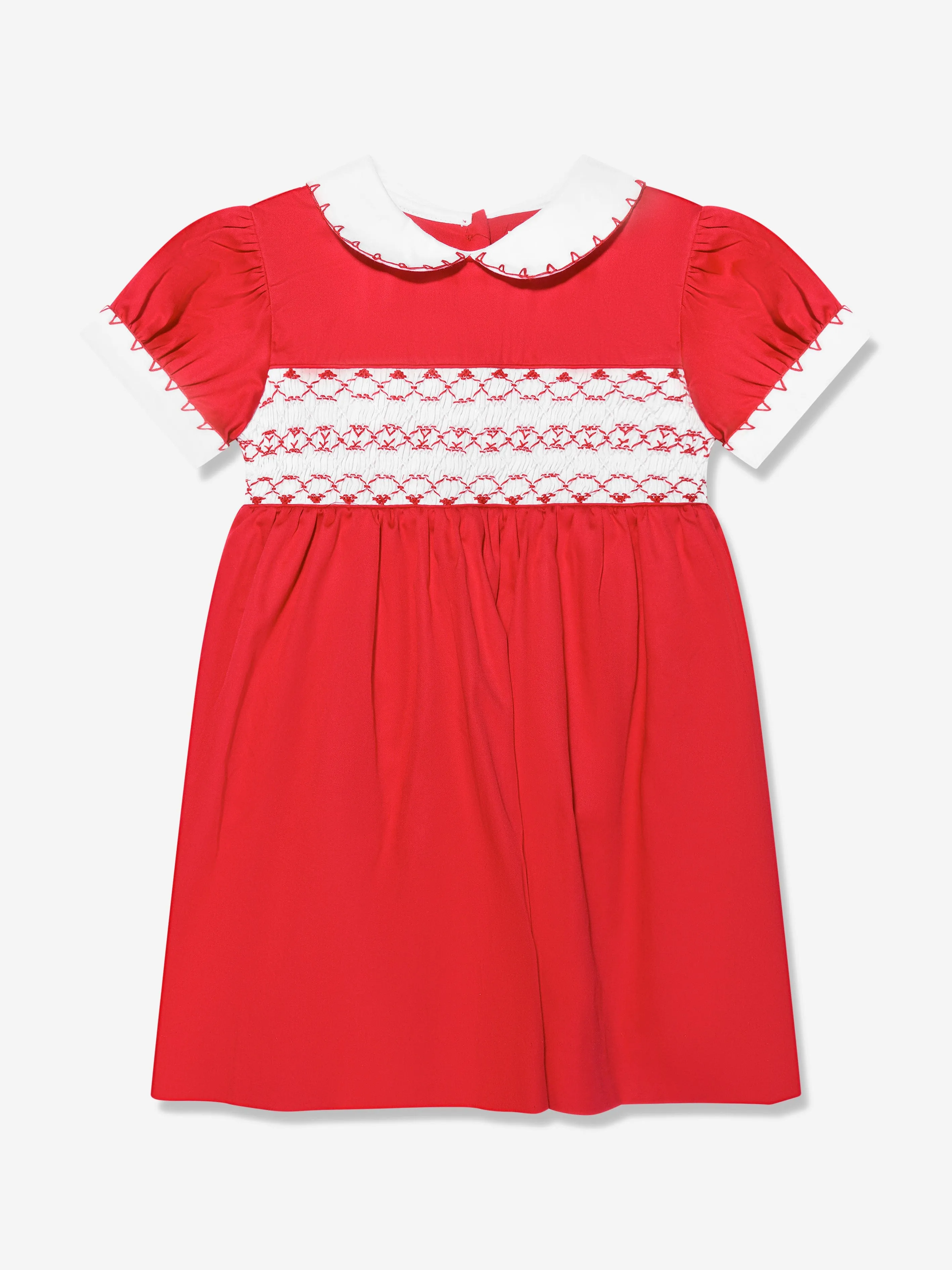 Rachel Riley Baby Girls Klassisches Smock-Kleid mit Bloomers in Rot