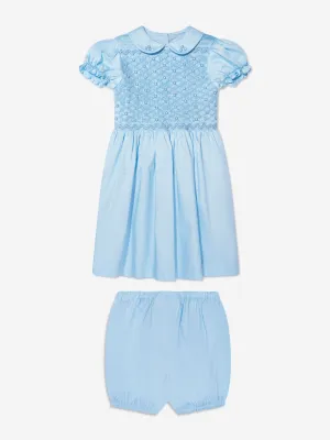 Rachel Riley Baby Girls Rosa Rüschenkleid mit Bloomers in Blau
