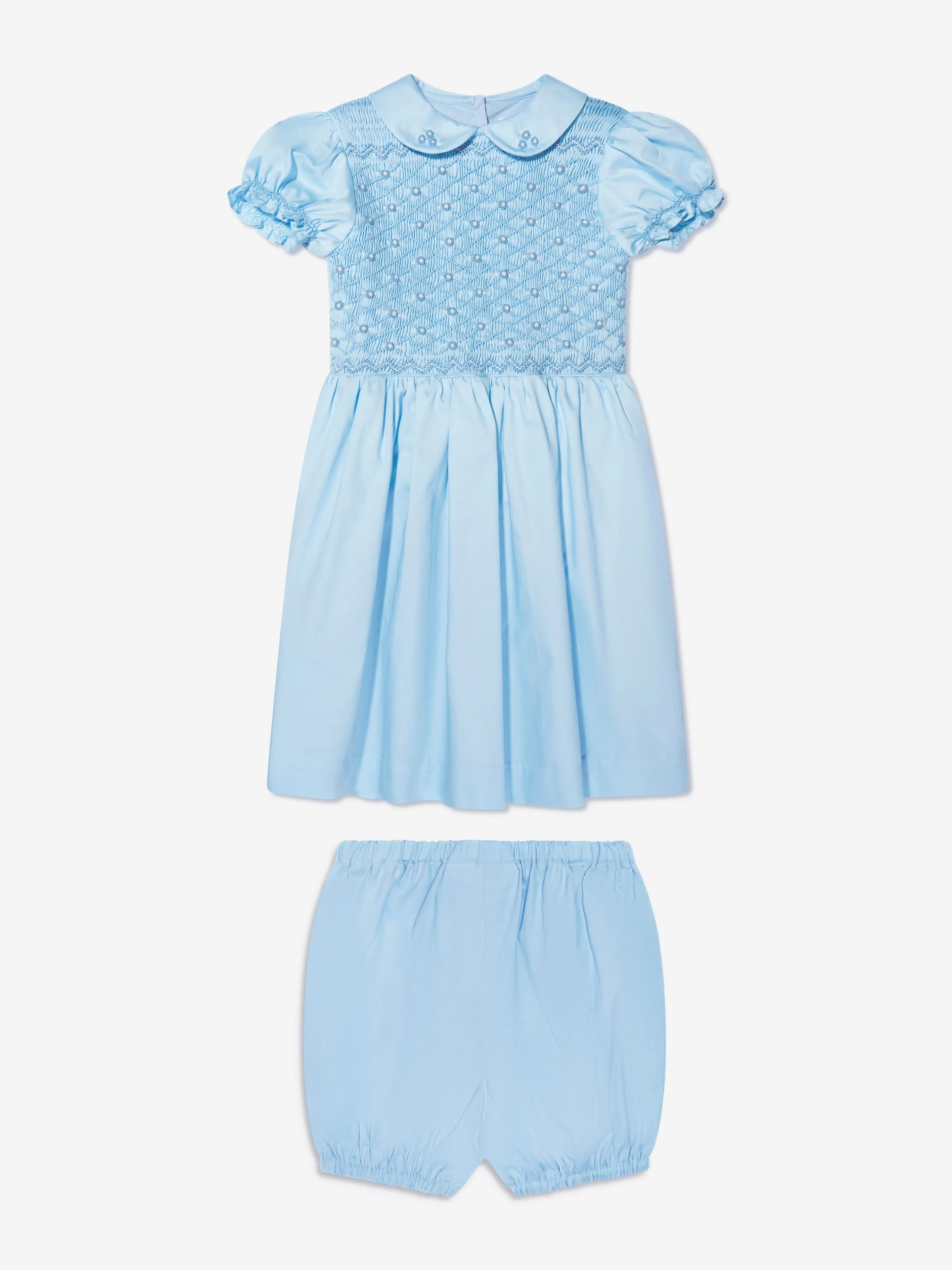 Rachel Riley Baby Girls Rosa Rüschenkleid mit Bloomers in Blau