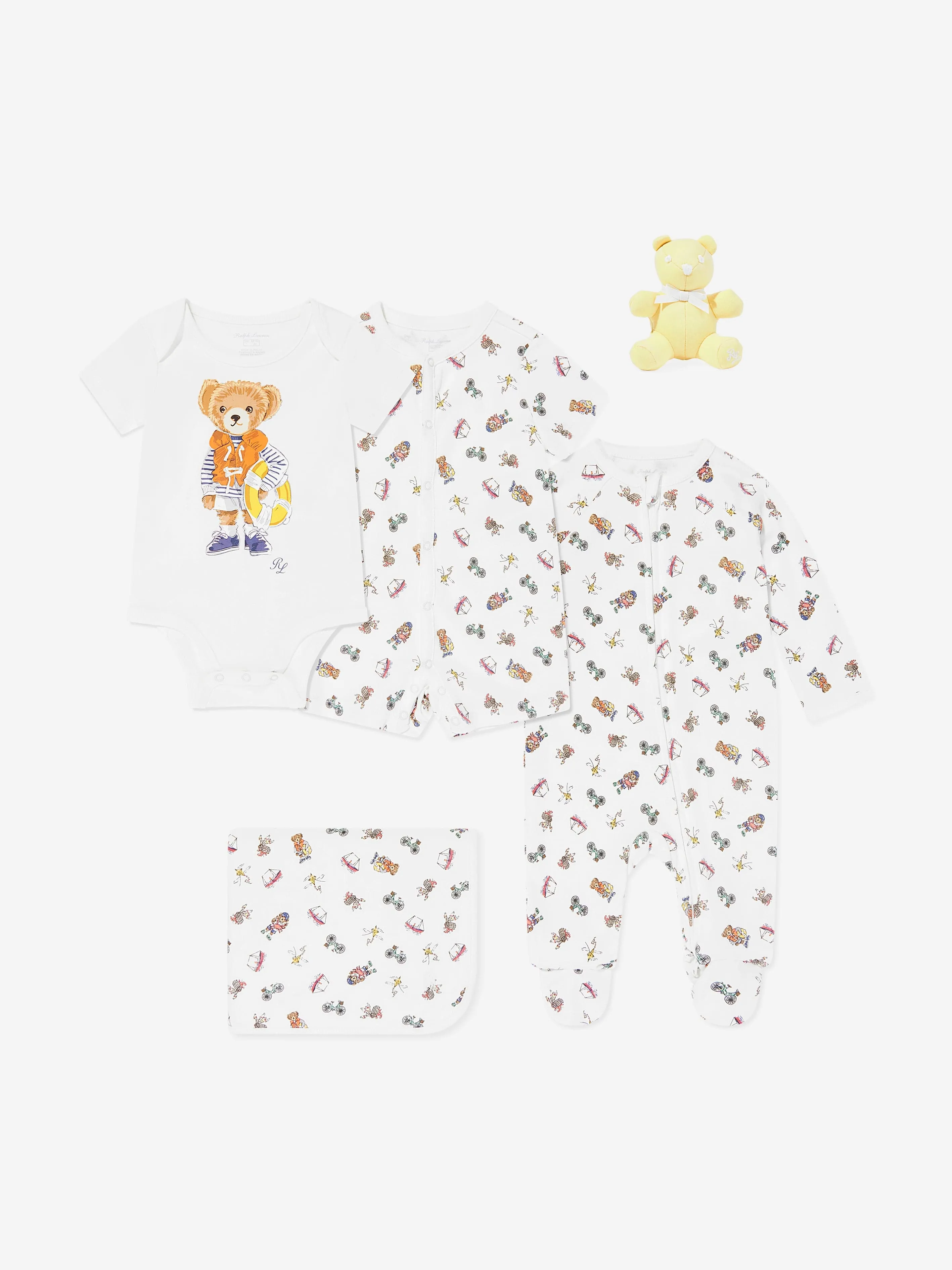 Ralph Lauren Baby Jungen Bären Babybody 5-teiliges Set in Weiß