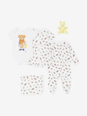 Ralph Lauren Baby Jungen Bären Babybody 5-teiliges Set in Weiß