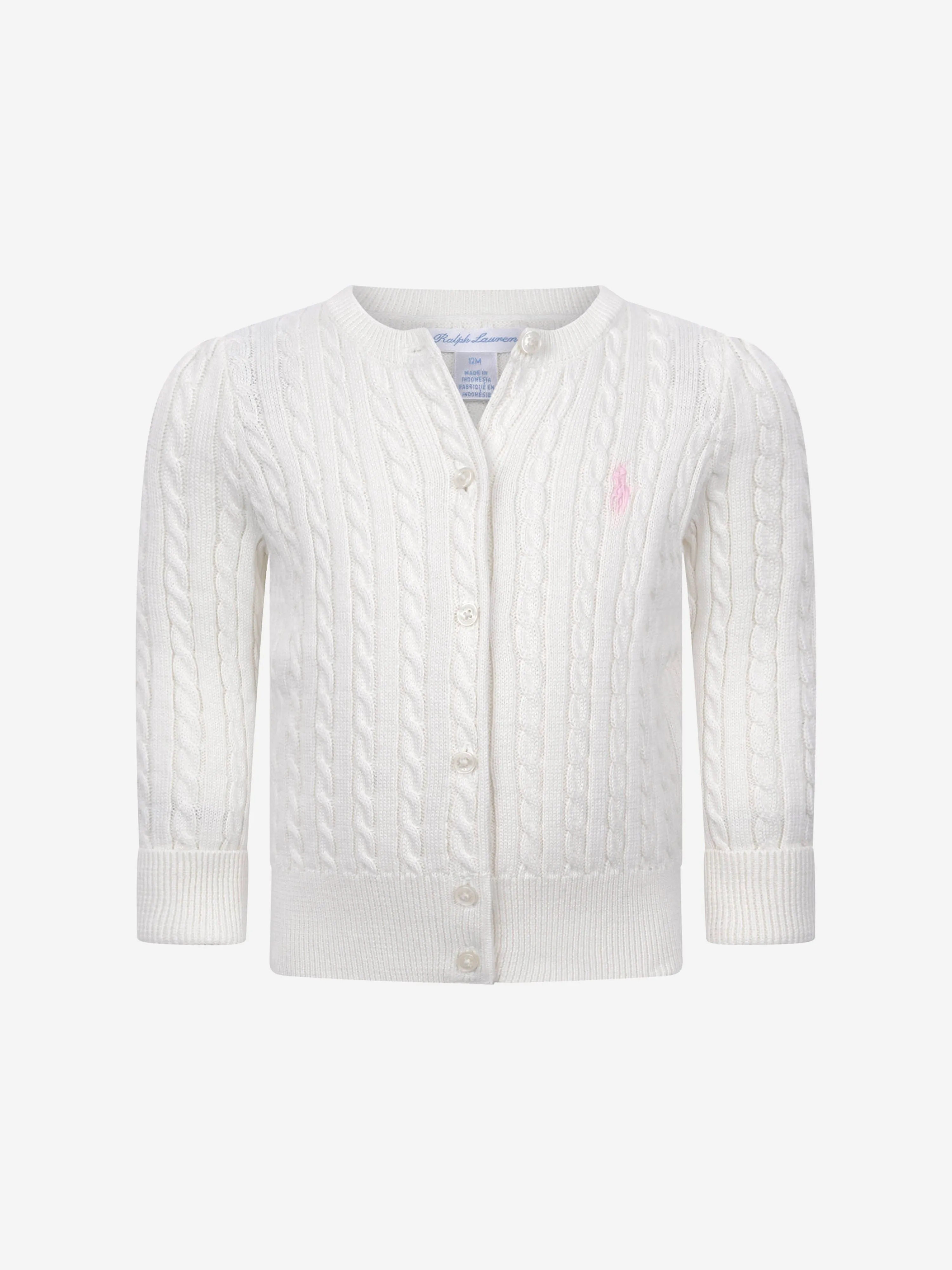Ralph Lauren Baby Girls Strickjacke im Zopfmuster