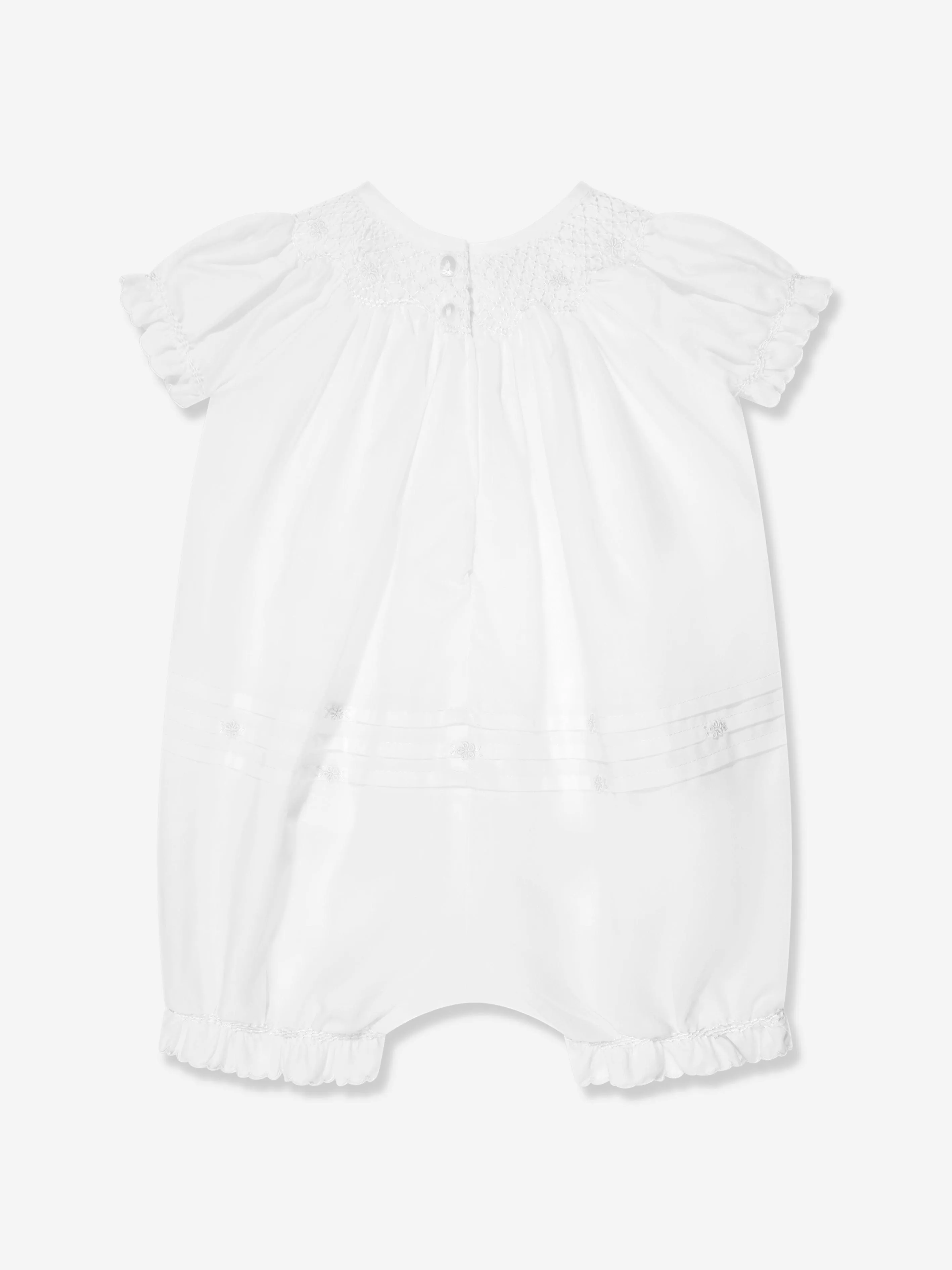 Sarah Louise Baby Bubble Romper und Häubchen in Elfenbein