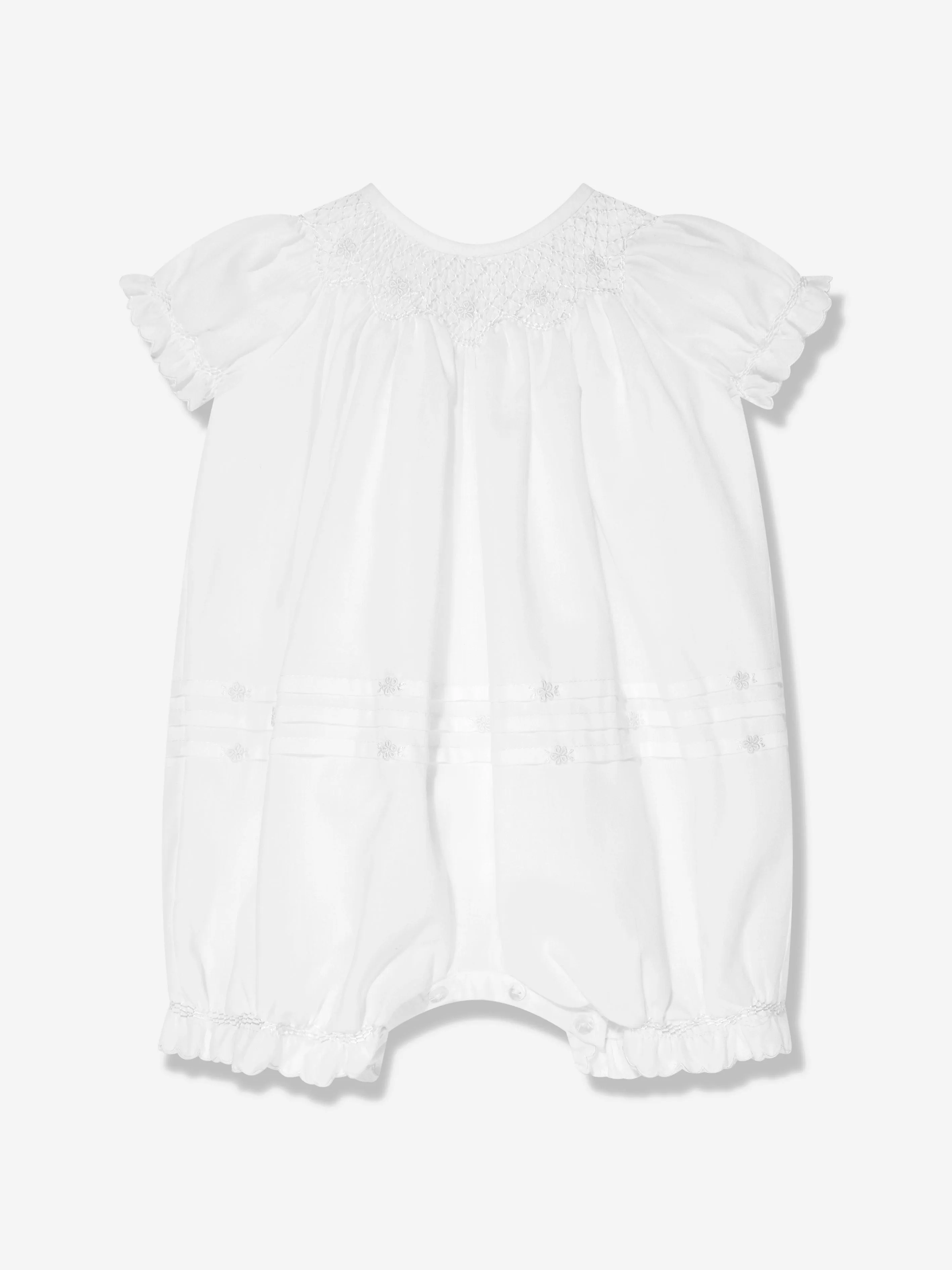 Sarah Louise Baby Bubble Romper und Häubchen in Elfenbein