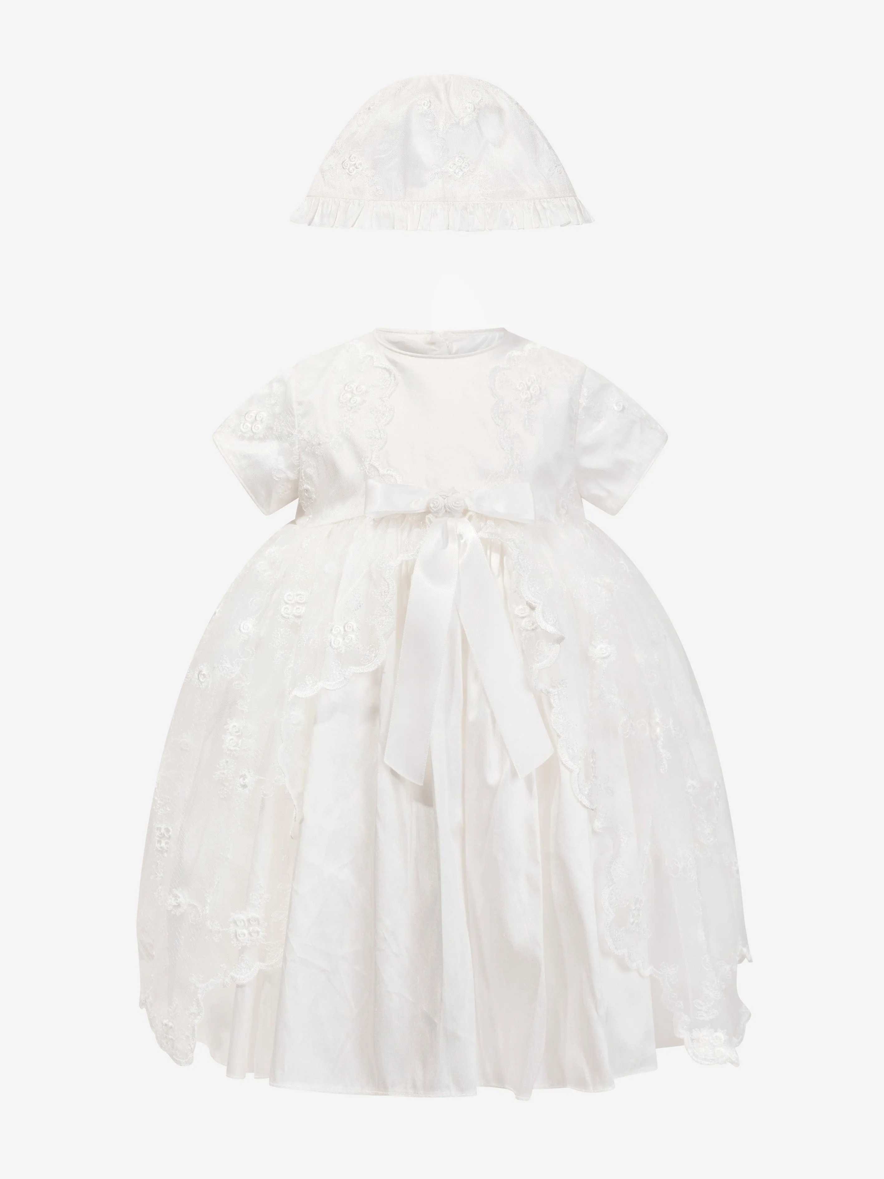 Sarah Louise Taufkleid und Häubchen für Mädchen in Elfenbein
