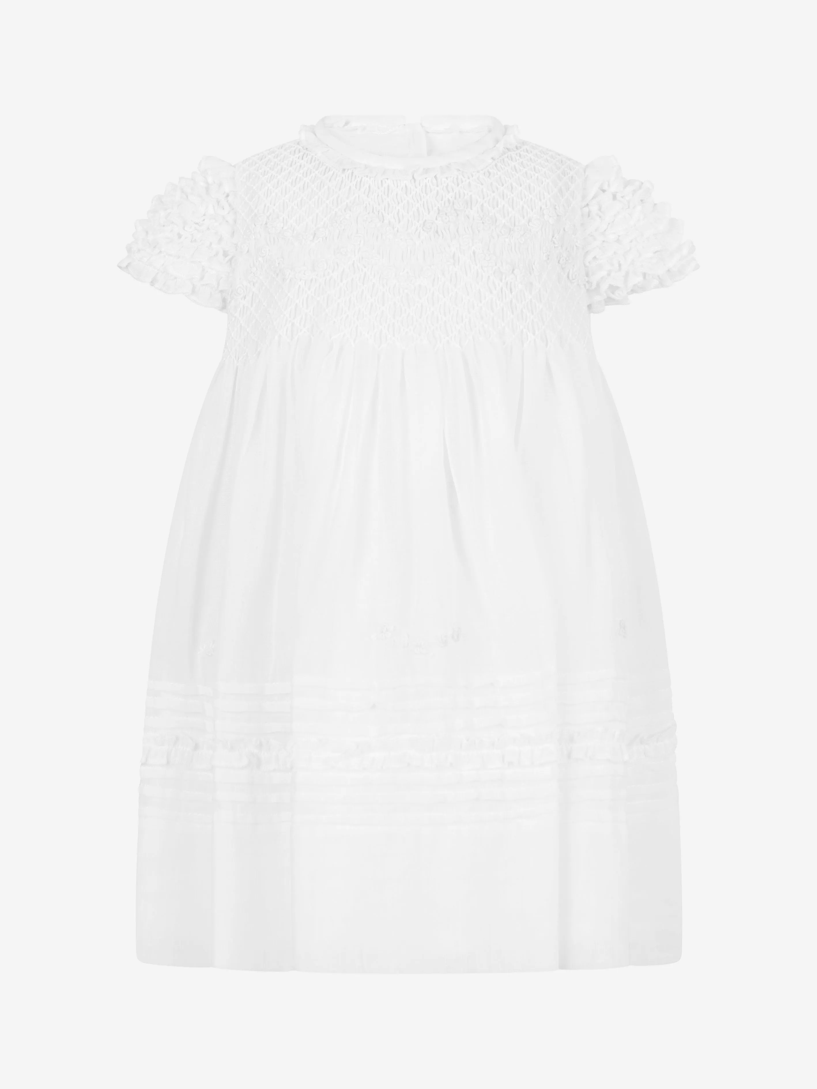 Sarah Louise Babykleid und Häubchen in Elfenbein