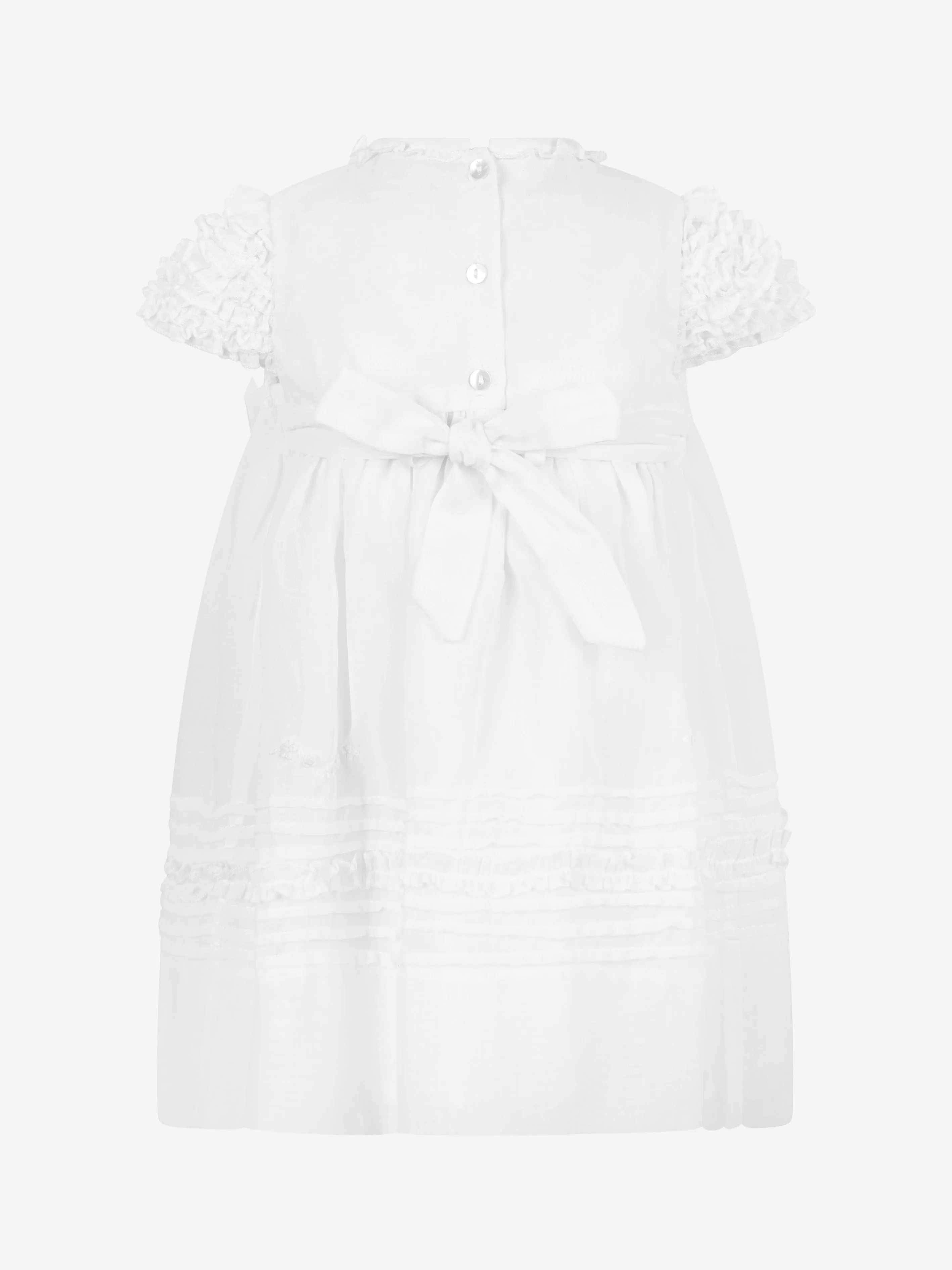 Sarah Louise Babykleid und Häubchen in Elfenbein