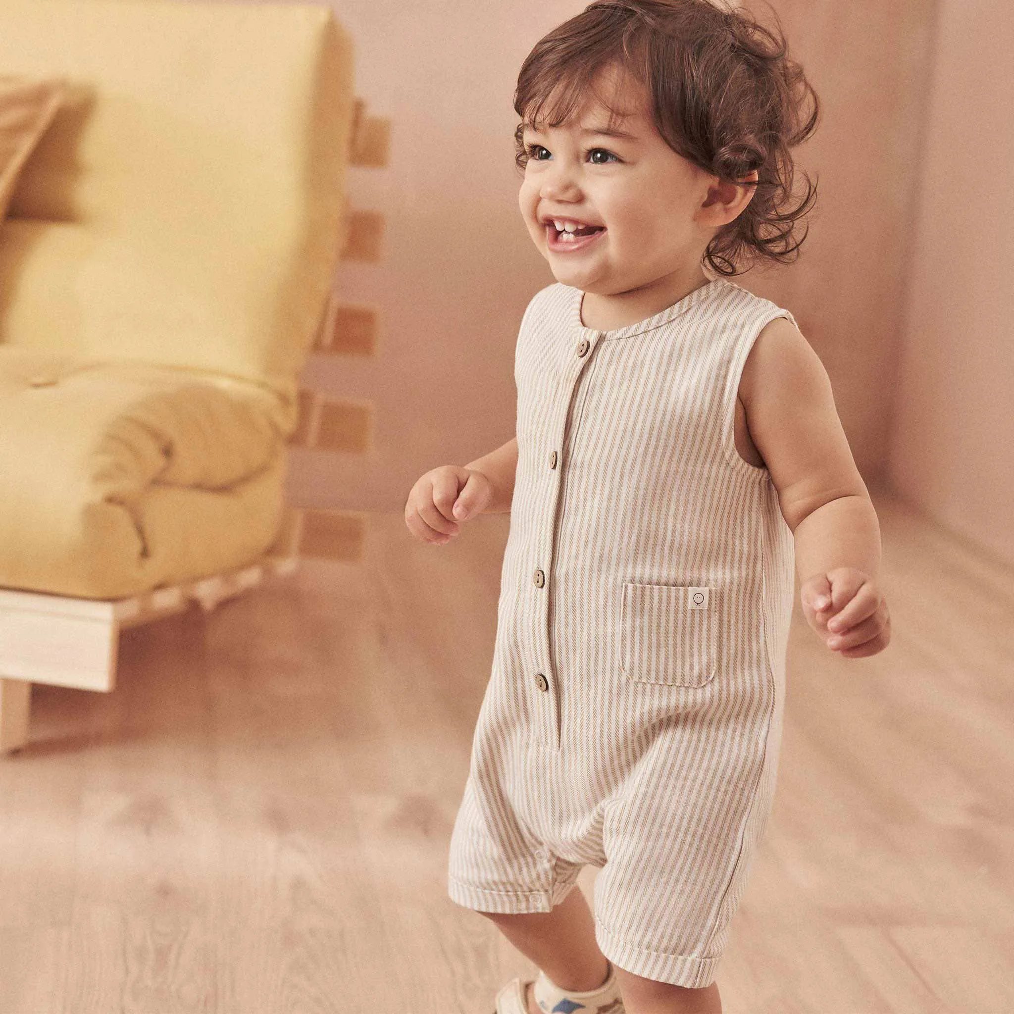 Gestreifter Bio-Baumwoll-Beach-Romper